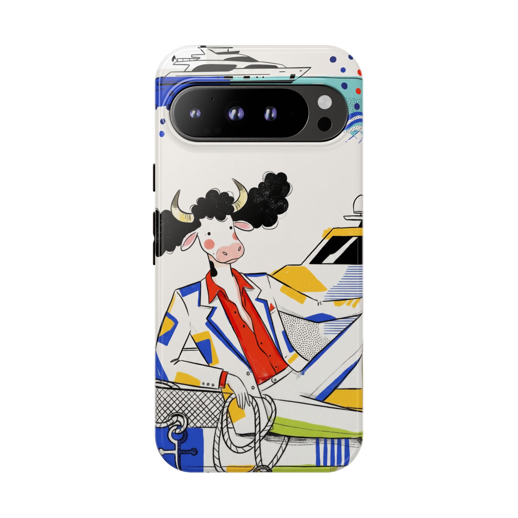 Nautical Cow Graphic Protective Google Pixel Phone Case