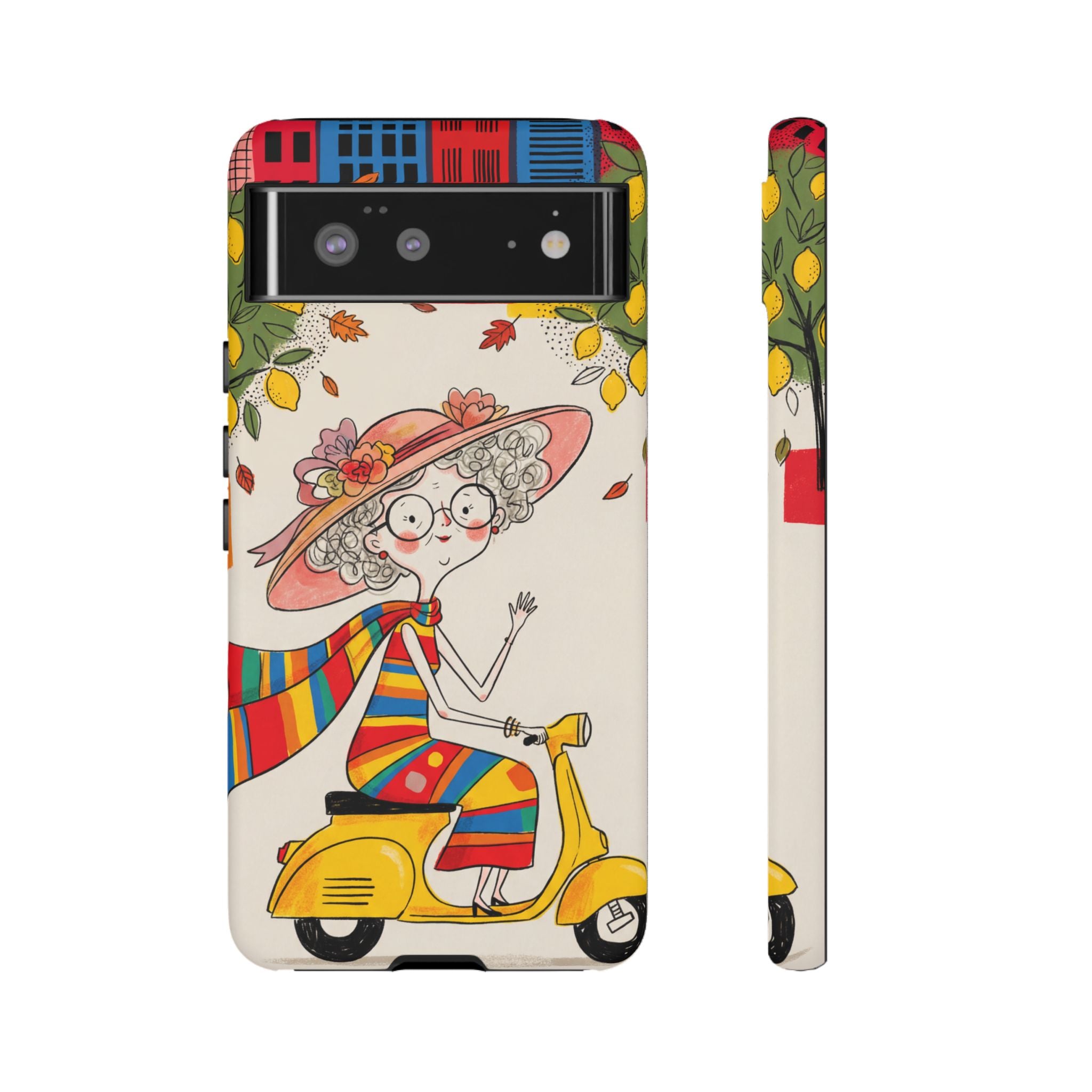 Vintage Scooter Granny Google Pixel Phone Case | Colourful Retro Elderly Lady Design