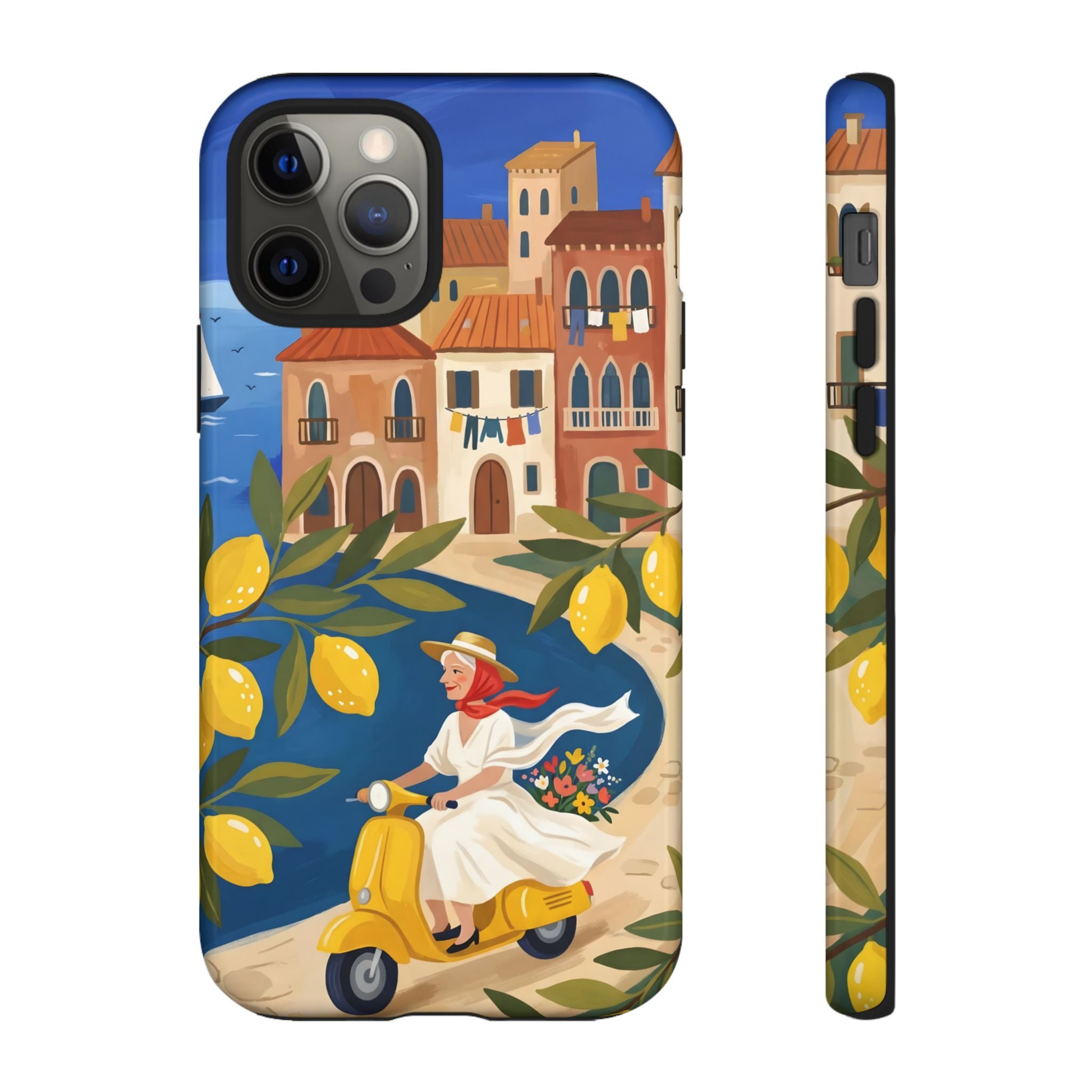 Lemon Coast Scooter iPhone Case | Mediterranean Vespa Travel Design