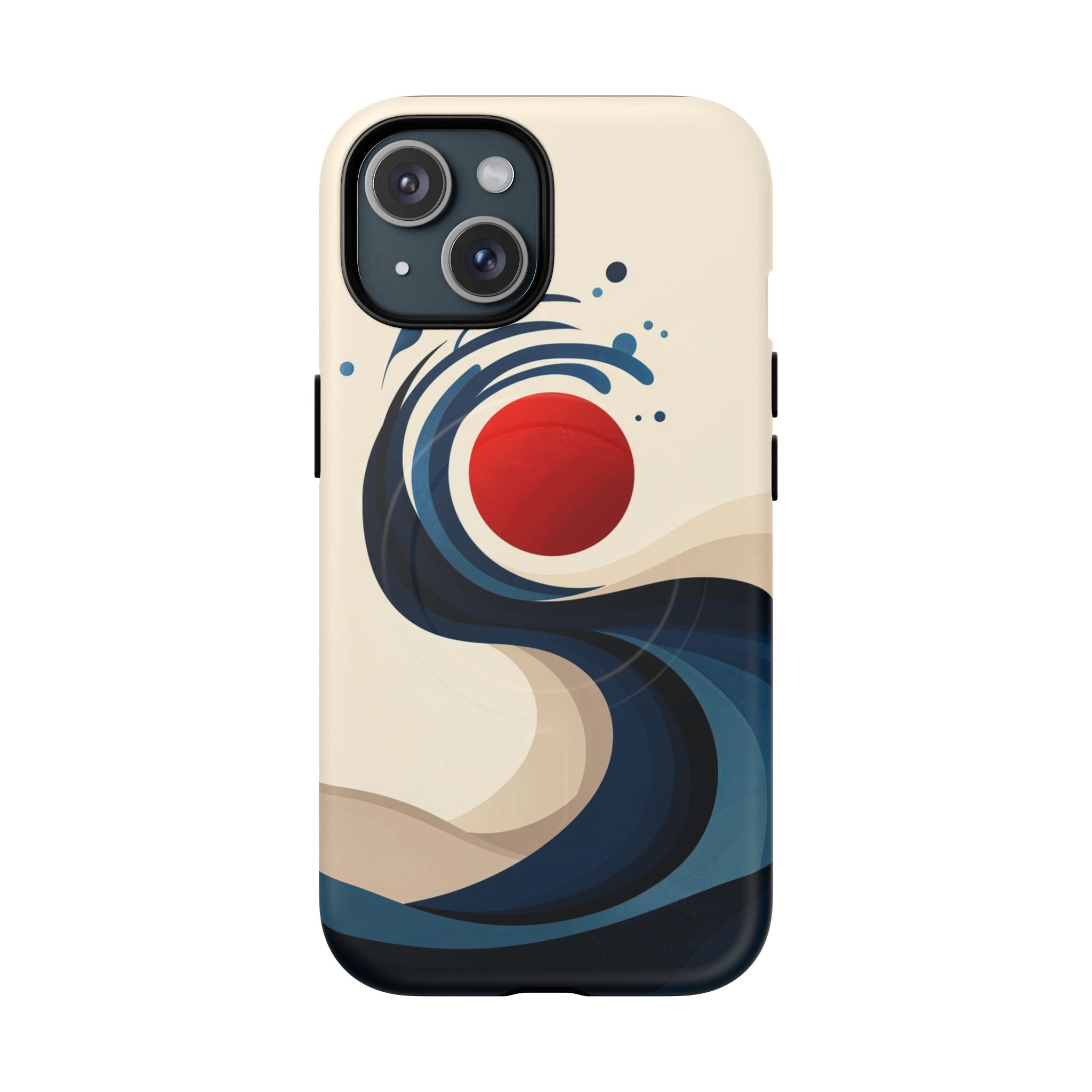 Abstract Wave MagSafe iPhone Case | Red Sun Ocean Art