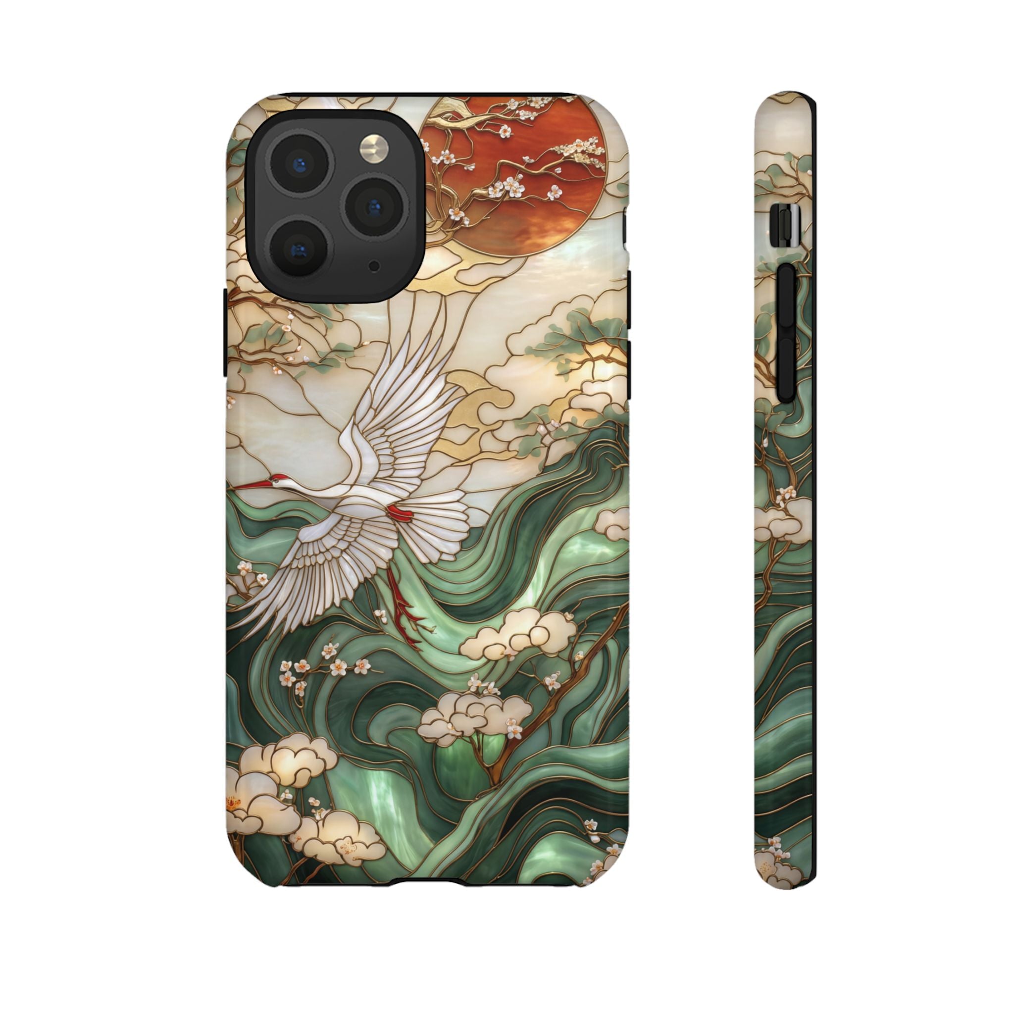 Cranes & Waves Protective iPhone Case | Japanese-Inspired Art Phone Cover