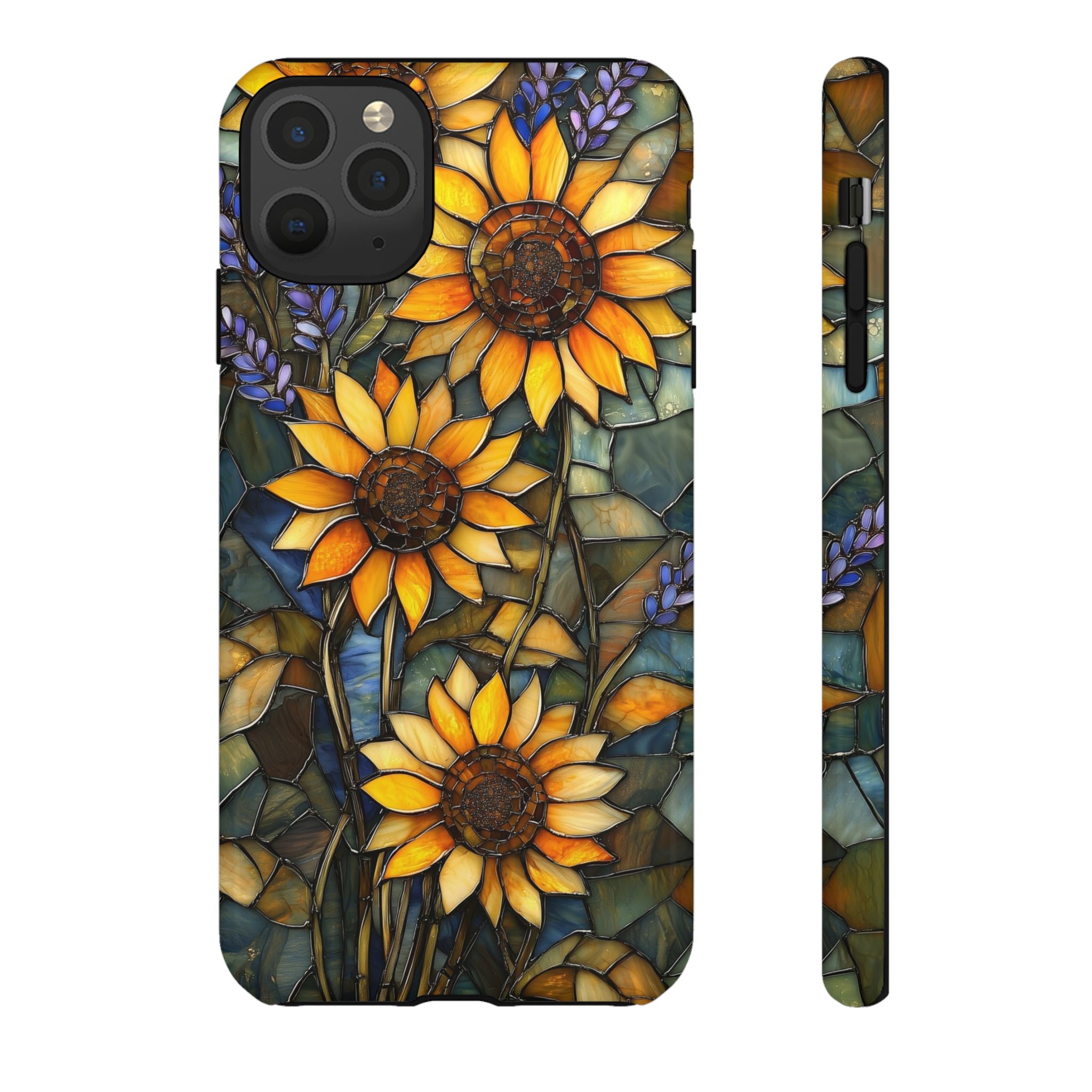 Sunflower Stained Glass Tough iPhone Case | Floral Protective Cover