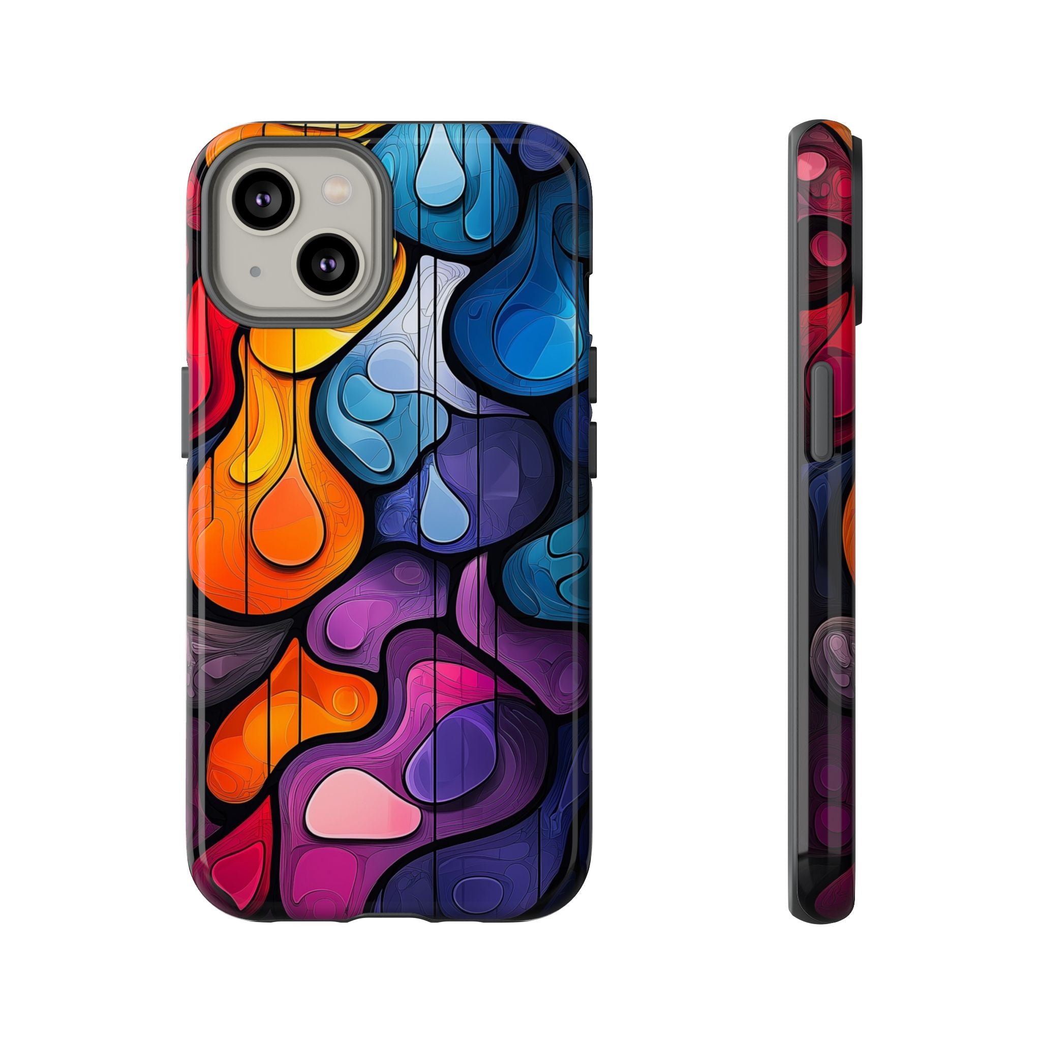 Abstract Colourful Drop iPhone Case — Vibrant Stained-Glass