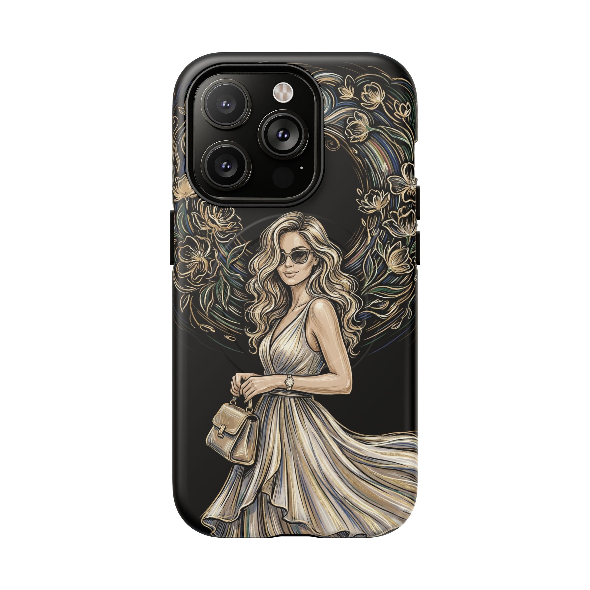 Stylish Woman Floral Wreath Tough MagSafe iPhone Case