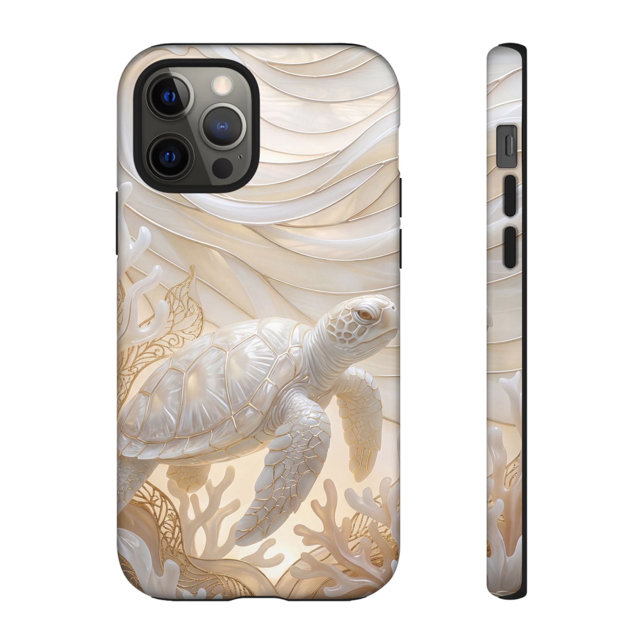 Sea Turtle Tough iPhone Case — Elegant Nautical Coral Design