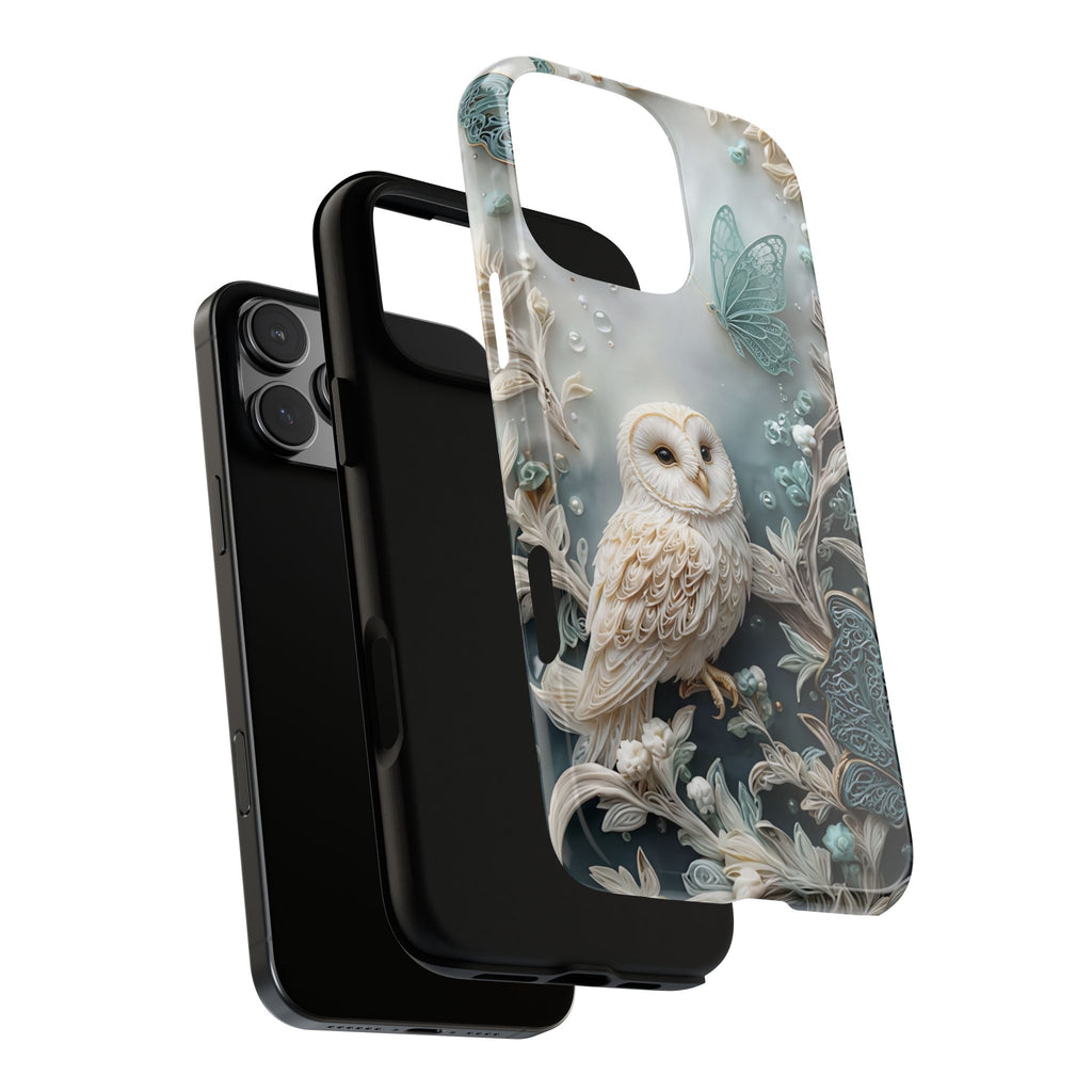 Barn Owl & Butterflies Tough iPhone Case
