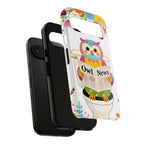 Owl News Floral Google Pixel Phone Case | Cute Owl Reading Newspaper on Toilet