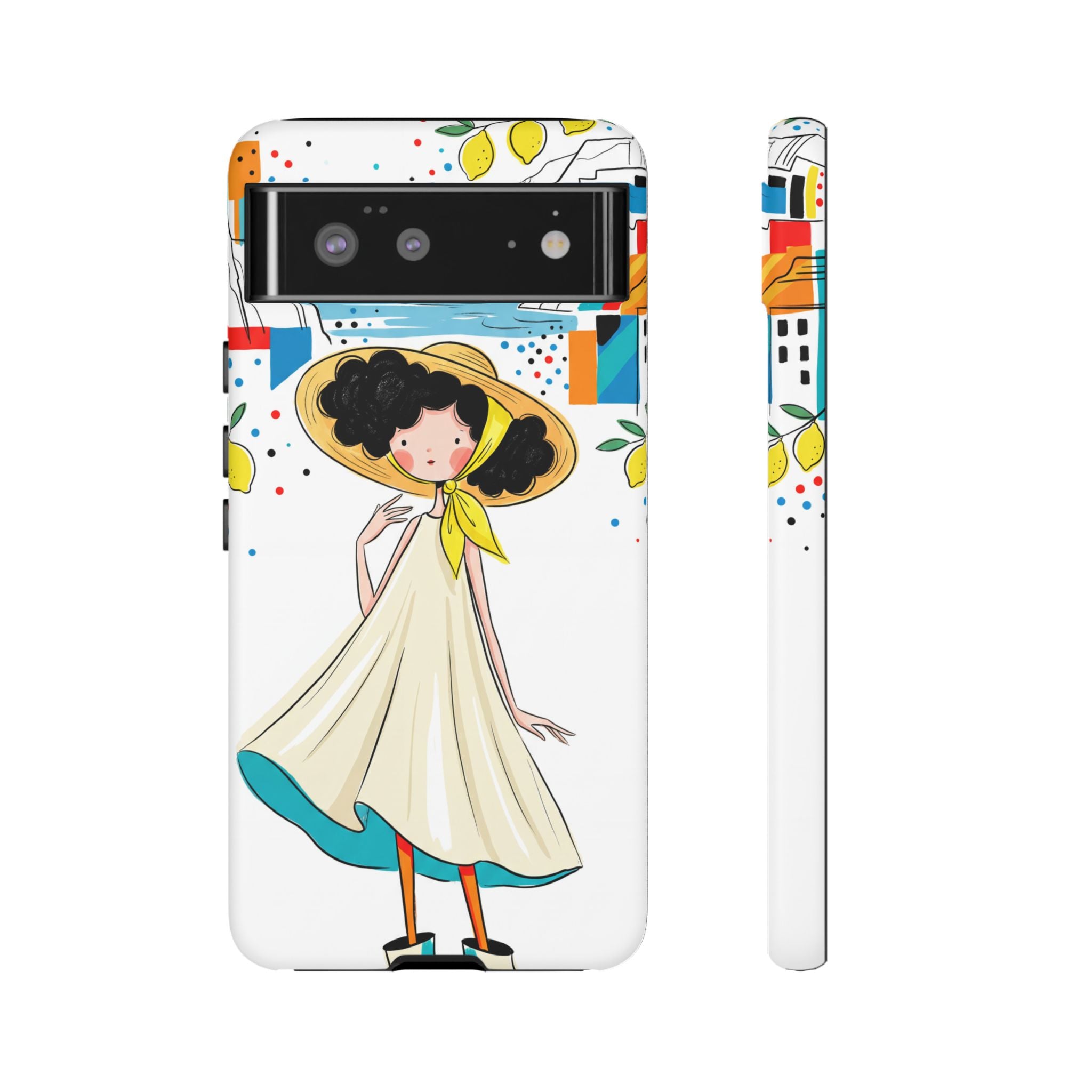 Cute Summer Girl Google Pixel Phone Case | Whimsical Coastal Illustration Protective Case
