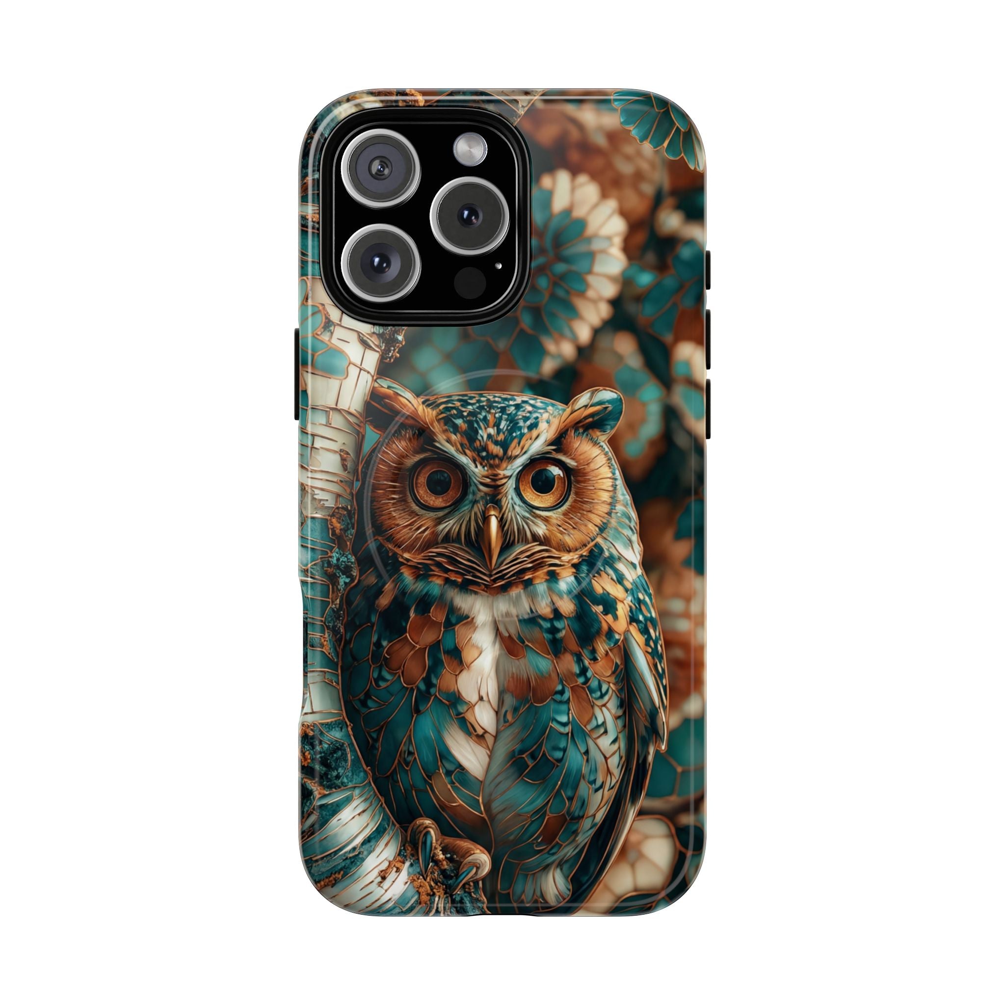Custodia MagSafe resistente per iPhone con motivo a mosaico gufo