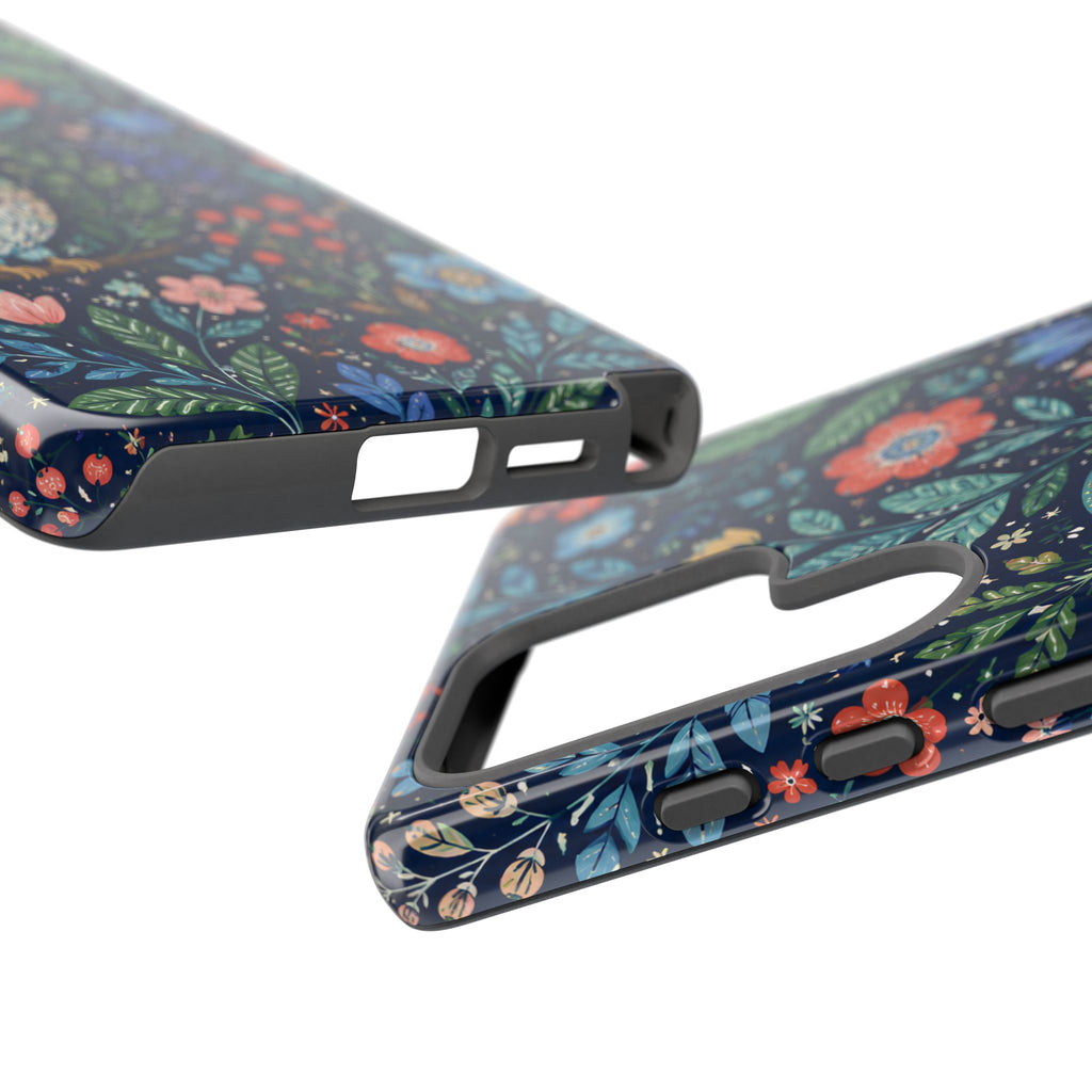 Owl Floral Samsung Galaxy Phone Case | Navy Botanical Protective Phone Cover
