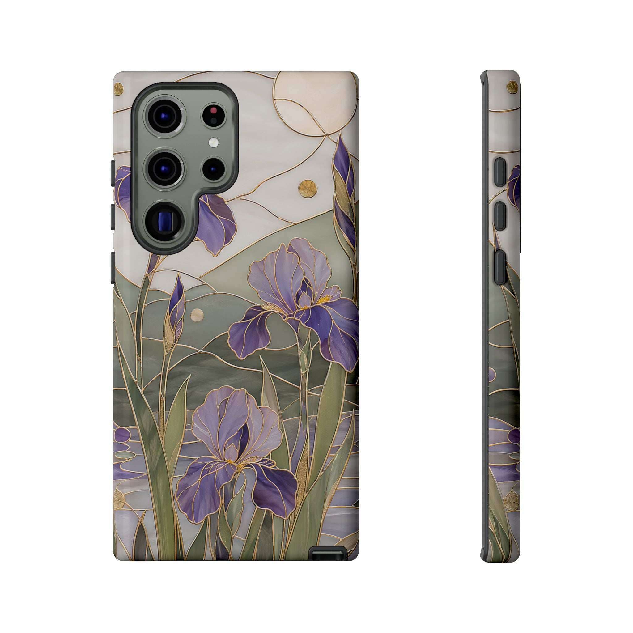 Stained Glass Iris Samsung Galaxy Phone Case | Purple Floral Phone Case