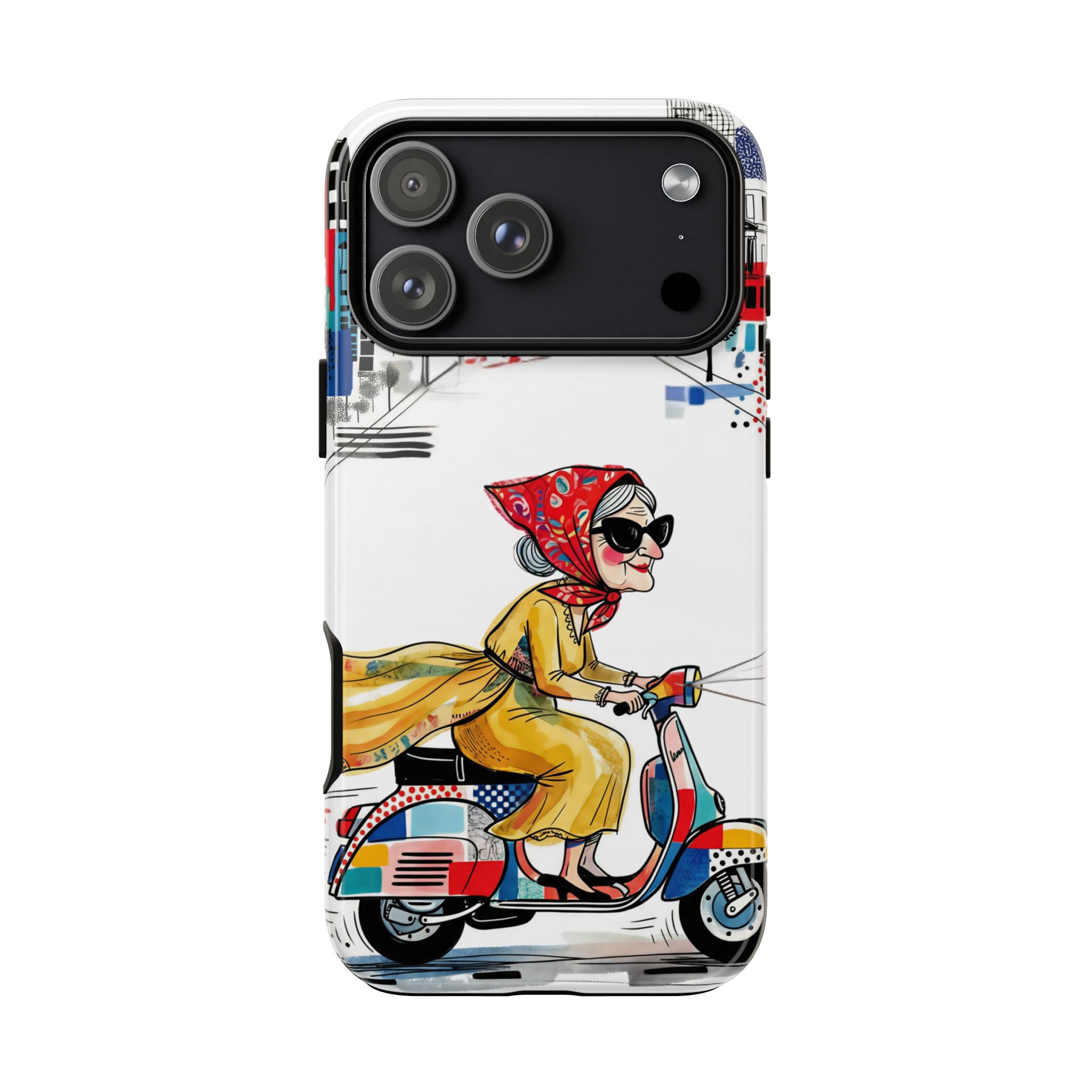 Vintage Vespa Granny iPhone Case | Retro Scooter Travel iPhone Cover