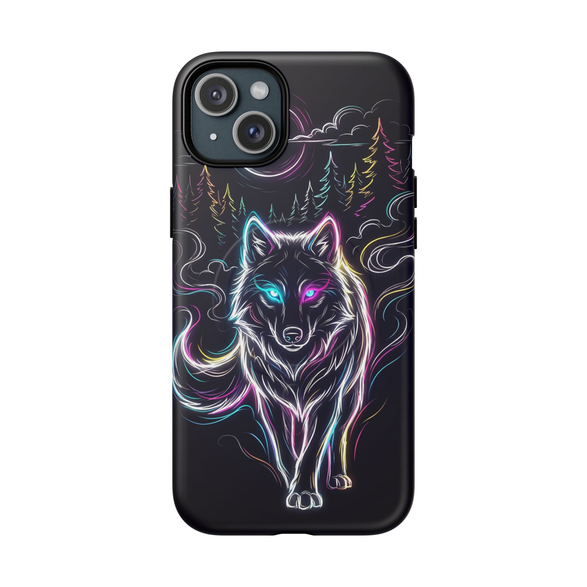 Neon Wolf MagSafe iPhone Case | Mystic Glow Protective Tough Case