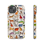 Cat Pattern Tough iPhone Case | Colourful Cartoon Cats
