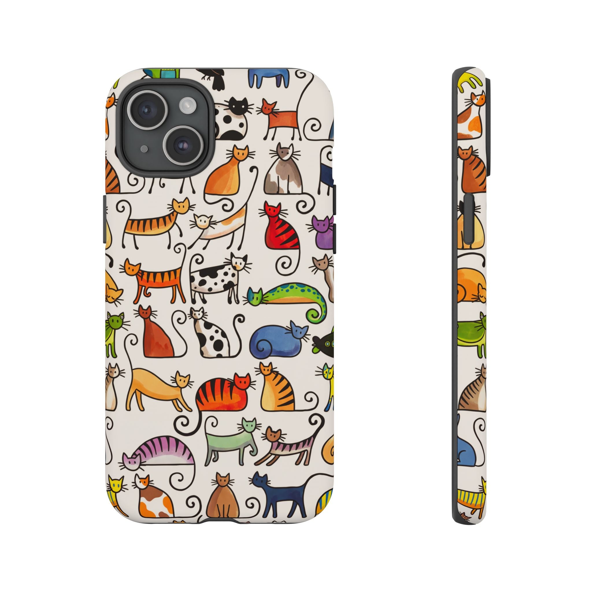 Cat Pattern Tough iPhone Case | Colourful Cartoon Cats