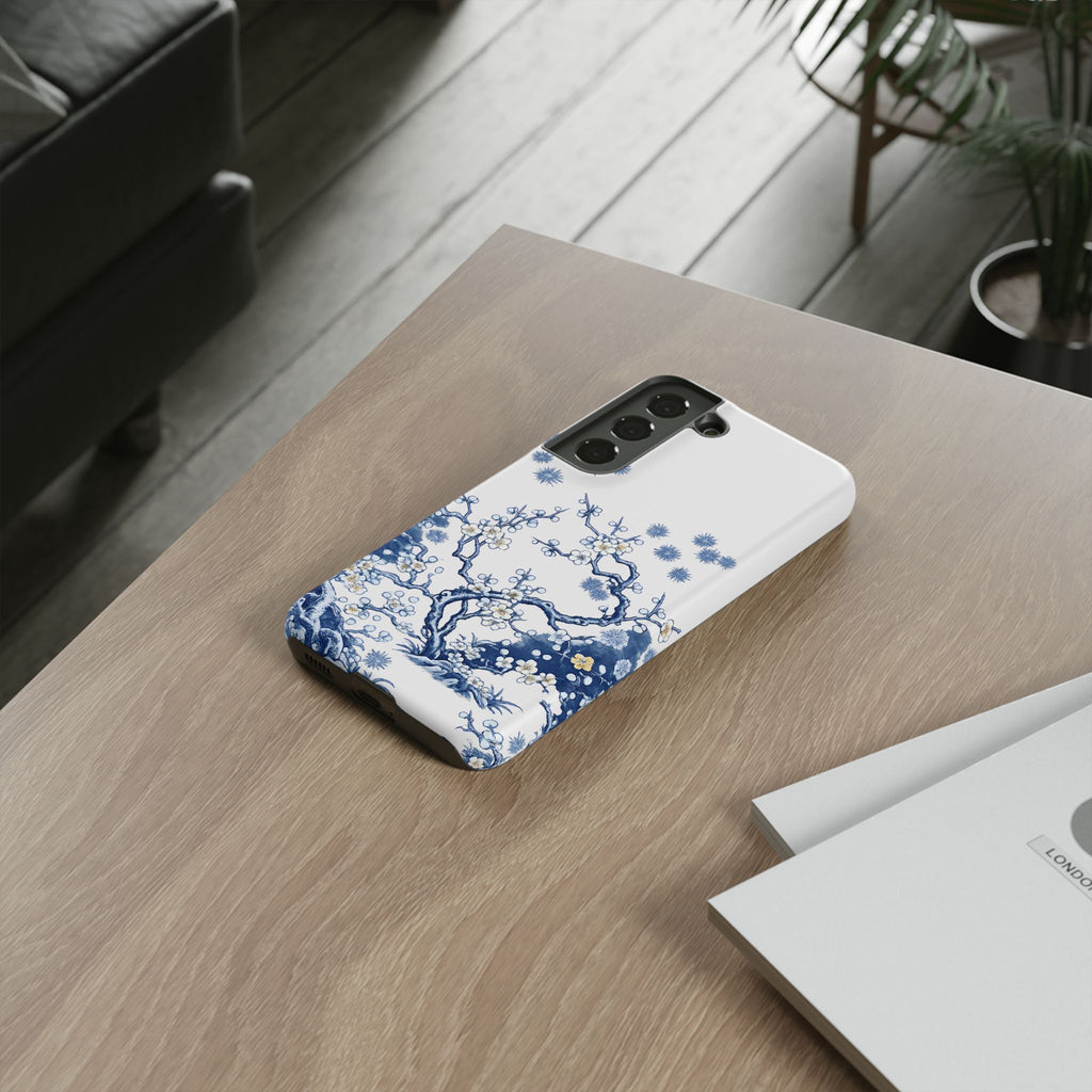 Vintage Blue White Porcelain Samsung Galaxy Phone Case | Chinoiserie Floral Tough Cover