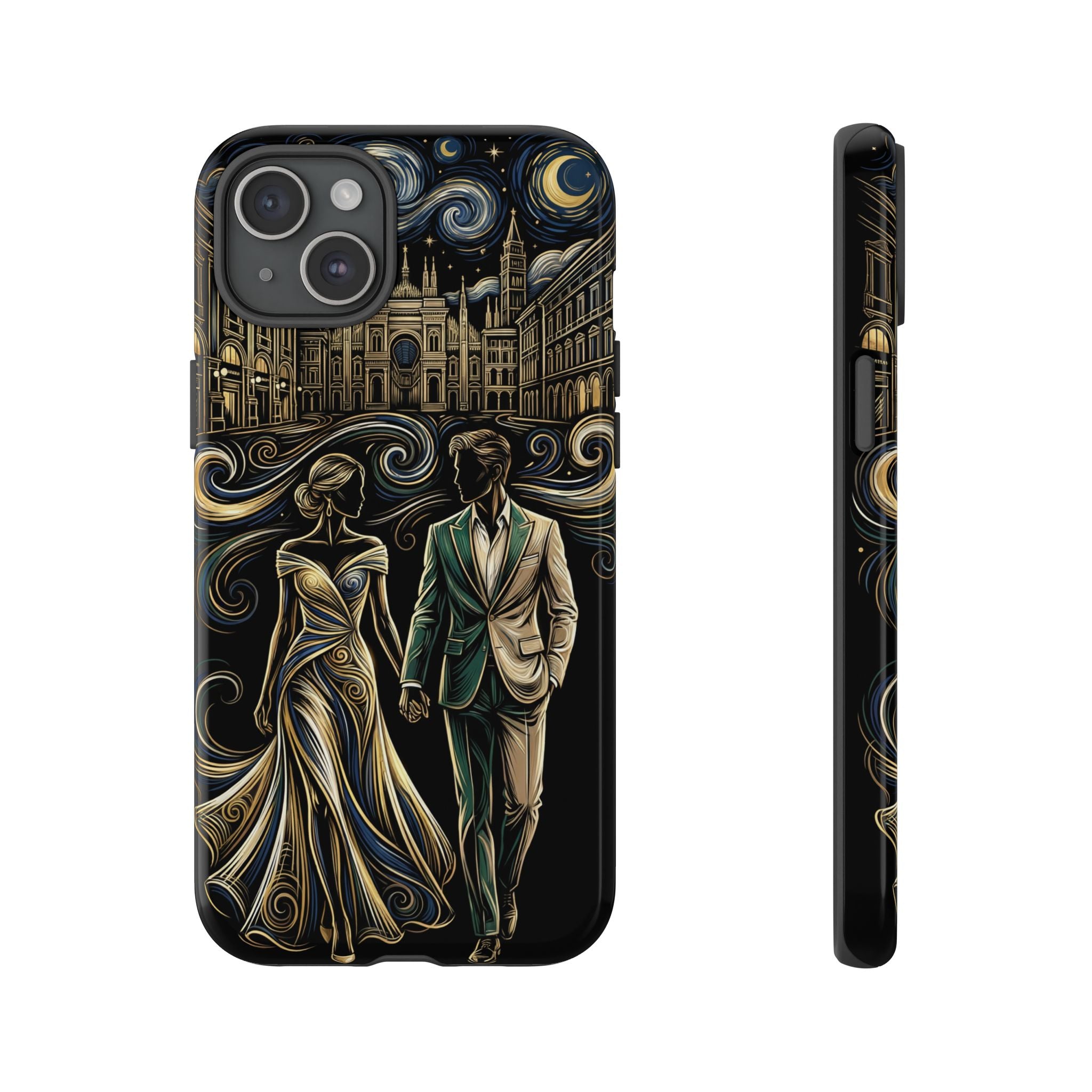 Romantic Night Walk iPhone Case | Elegant Couple Art