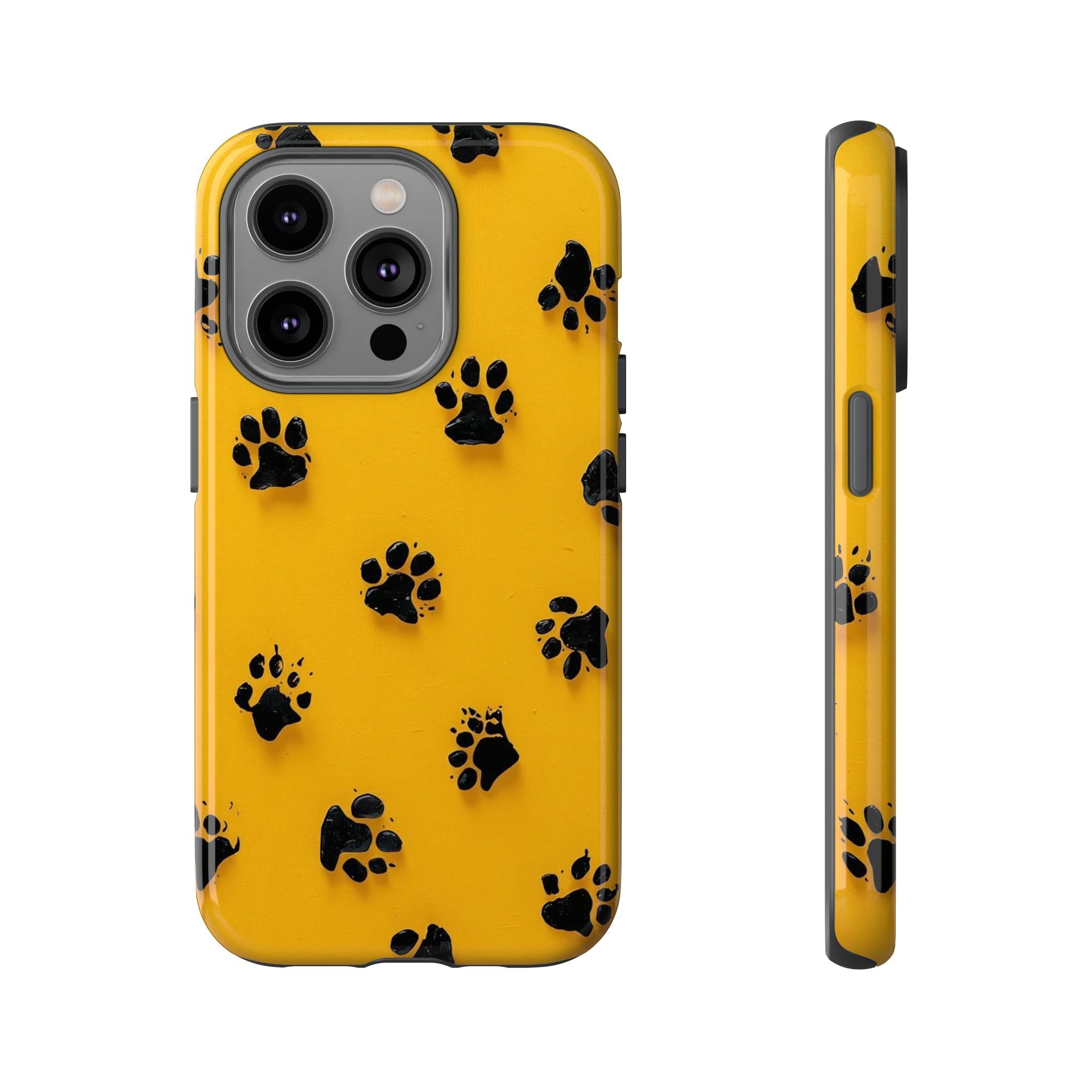 Yellow Paw Print Tough iPhone Case — Protective Dog & Cat Lover Cover