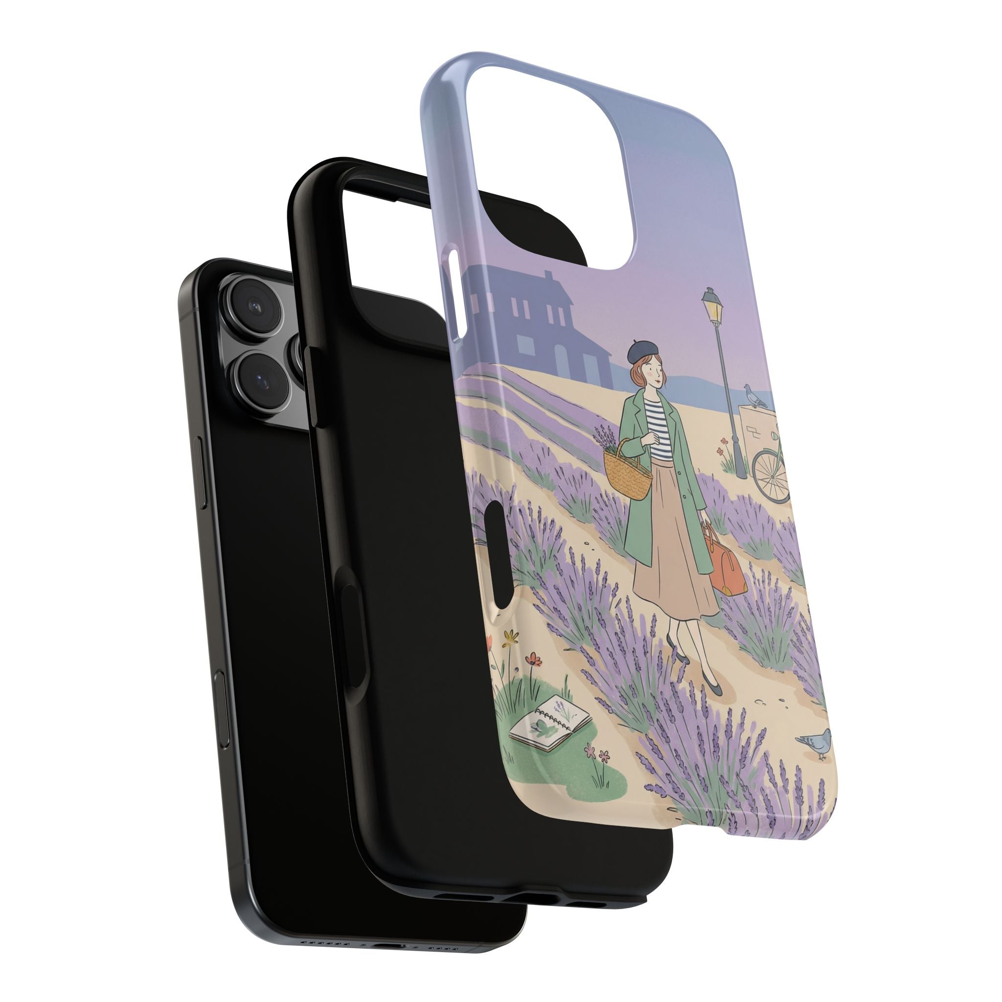 Lavender Field iPhone Case | Vintage Travel Illustration Protective Case