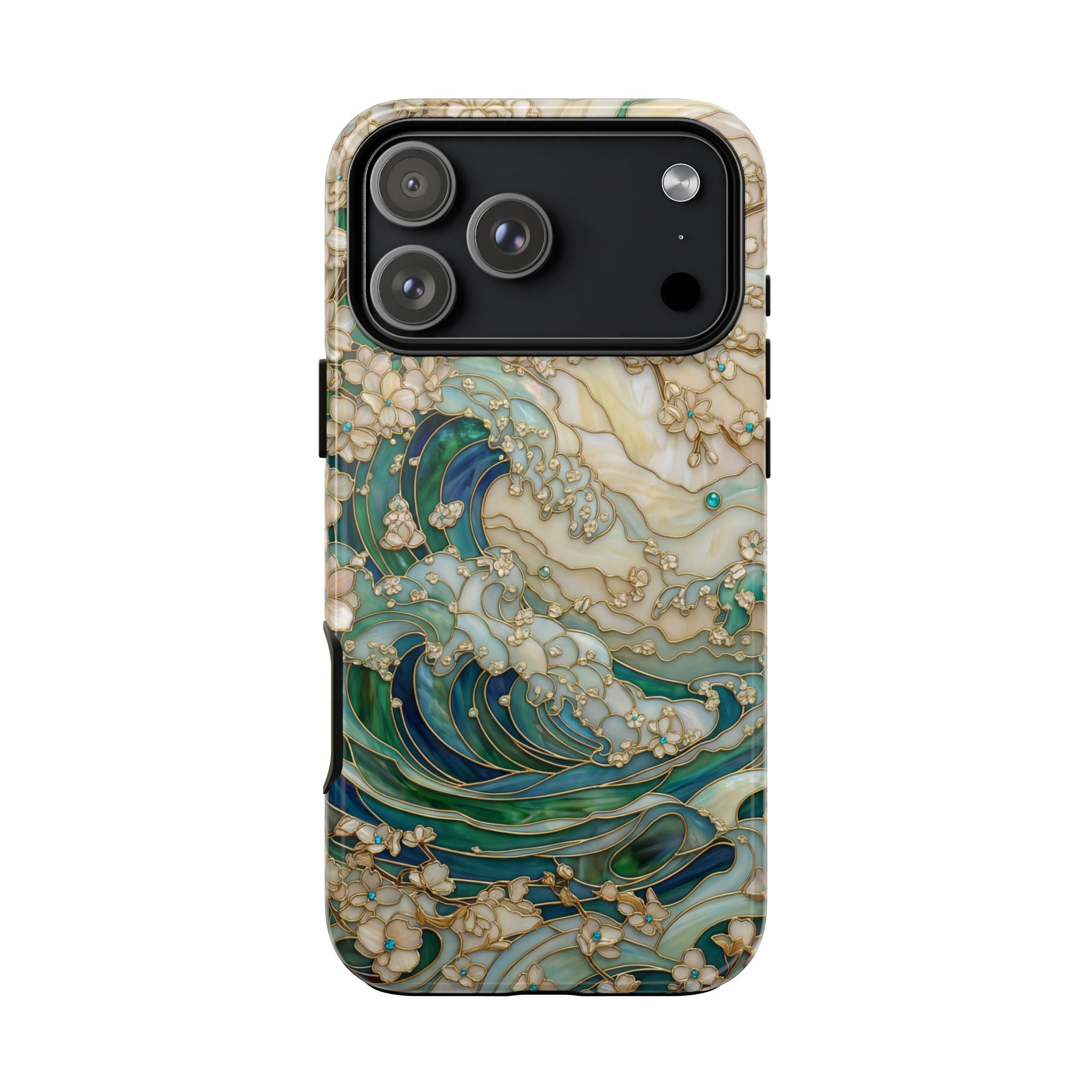 Elegant Ocean Wave Floral Art iPhone Case