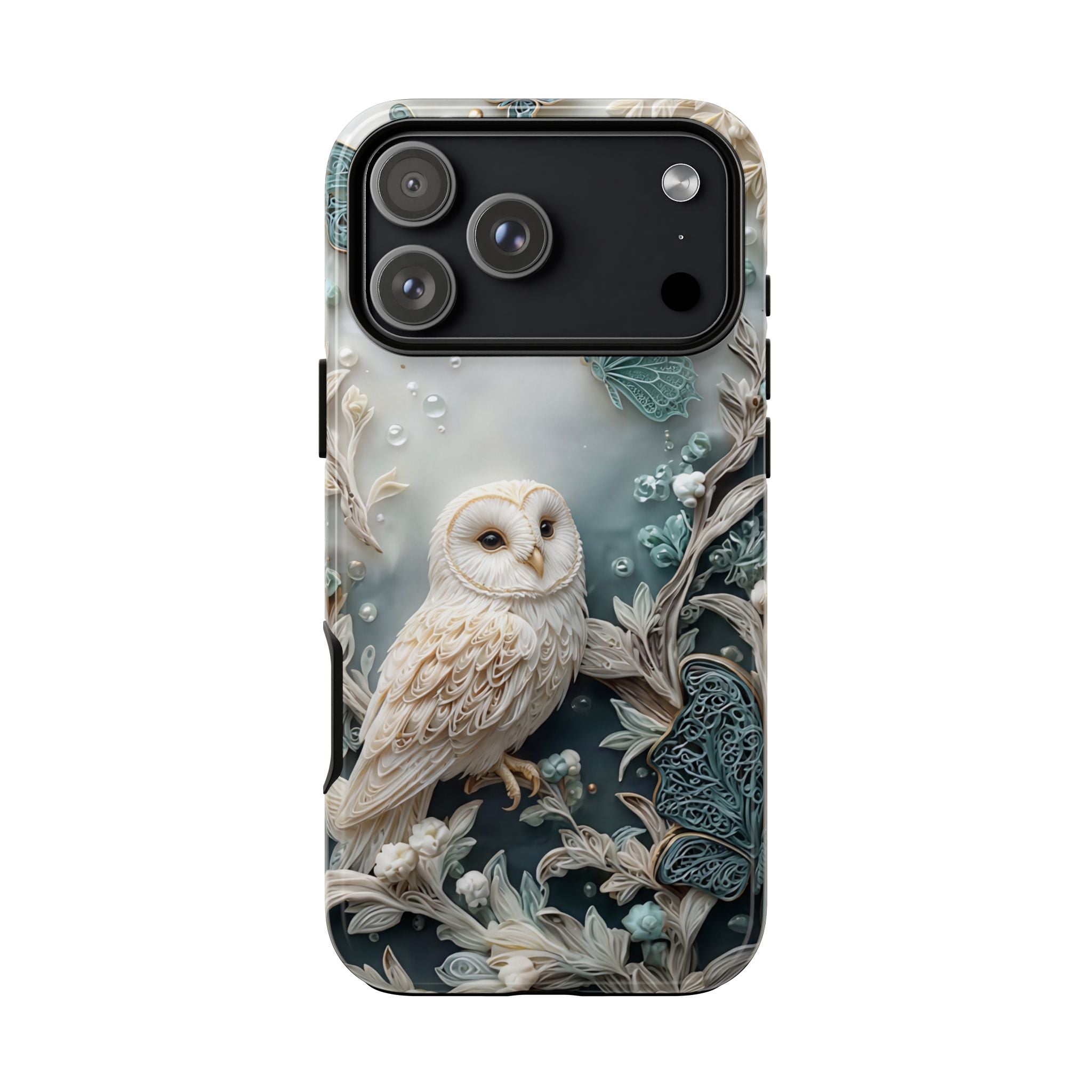 Barn Owl & Butterflies Tough iPhone Case