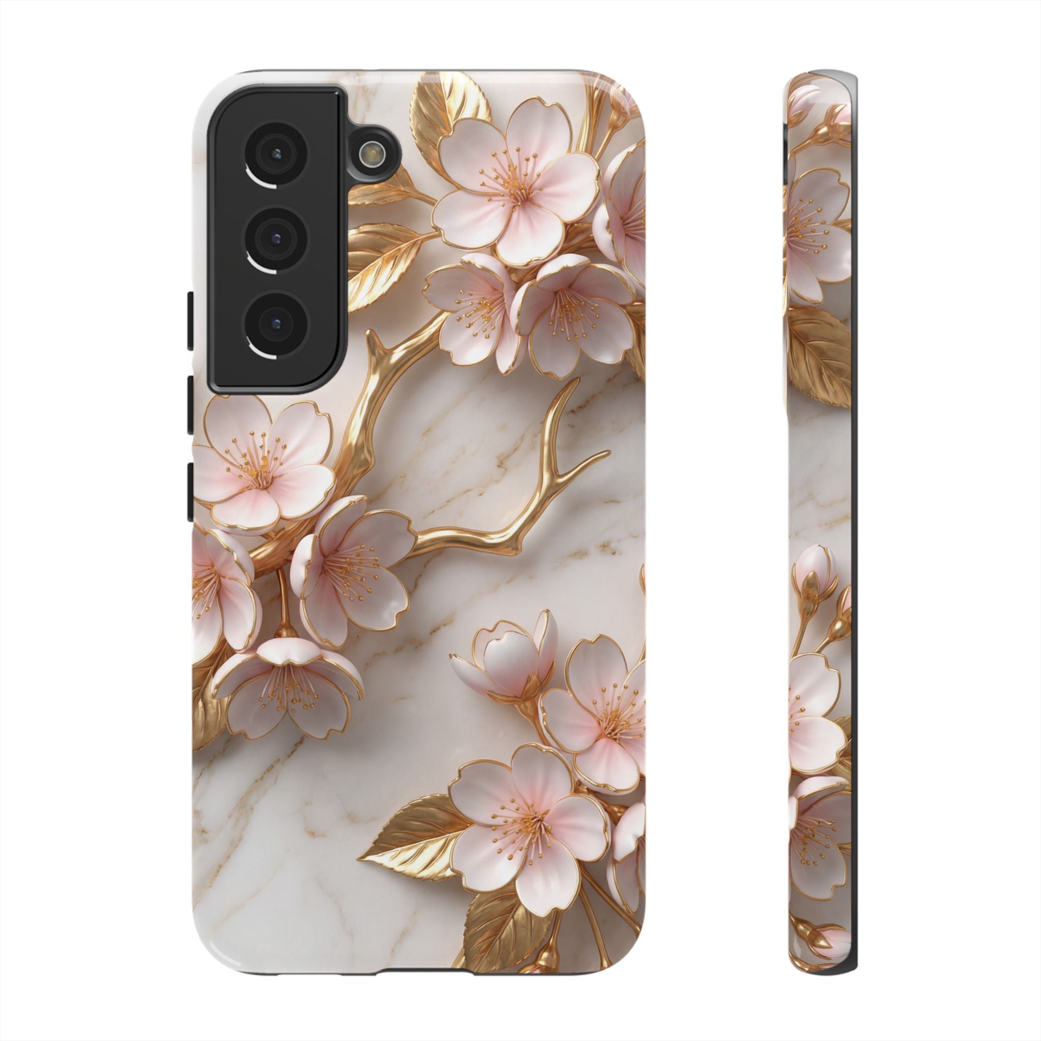 Floral Marble Samsung Galaxy Case — Sakura Gold Cherry Blossom Tough Case