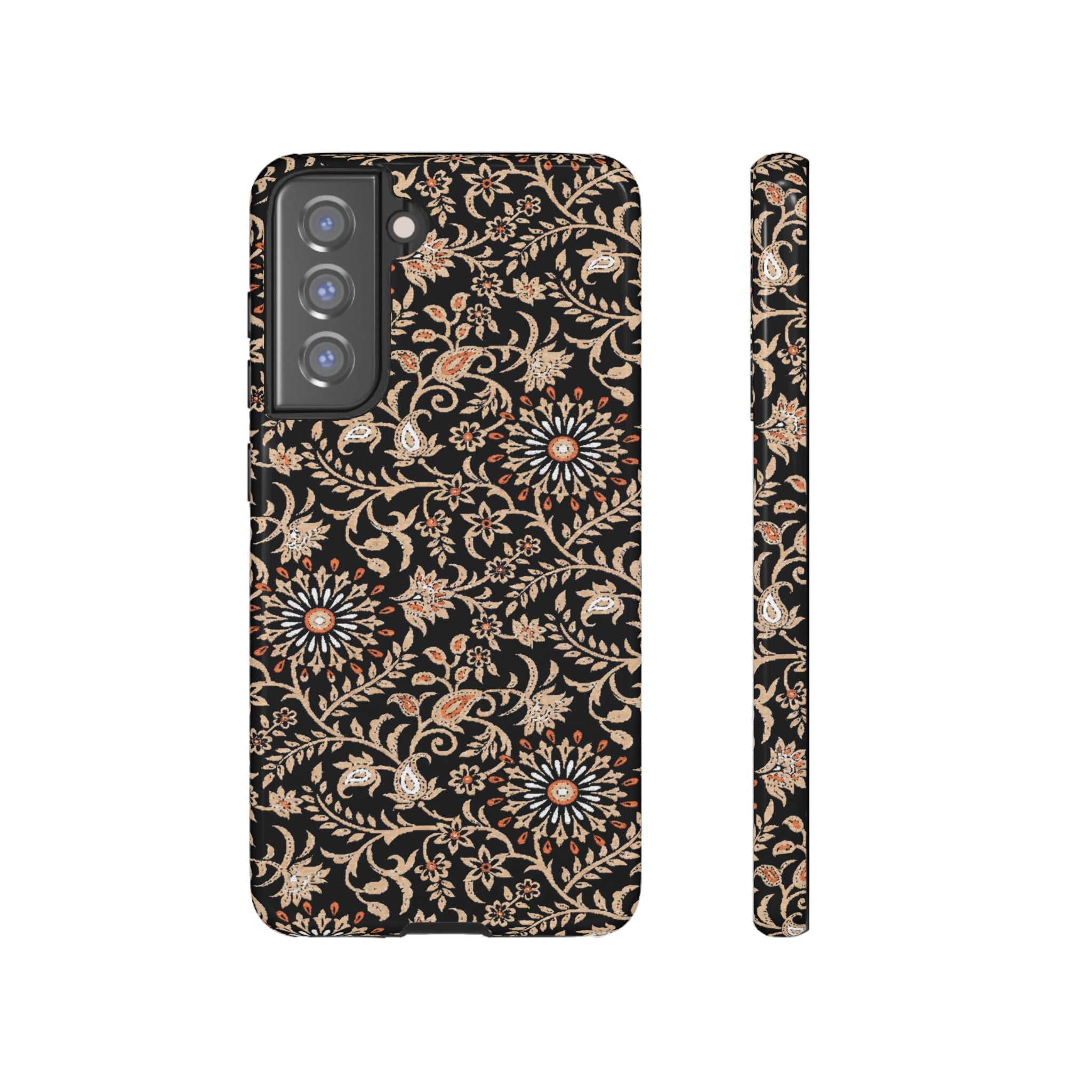 Batik Floral Black Ornate Daisies Tough Samsung Galaxy Case