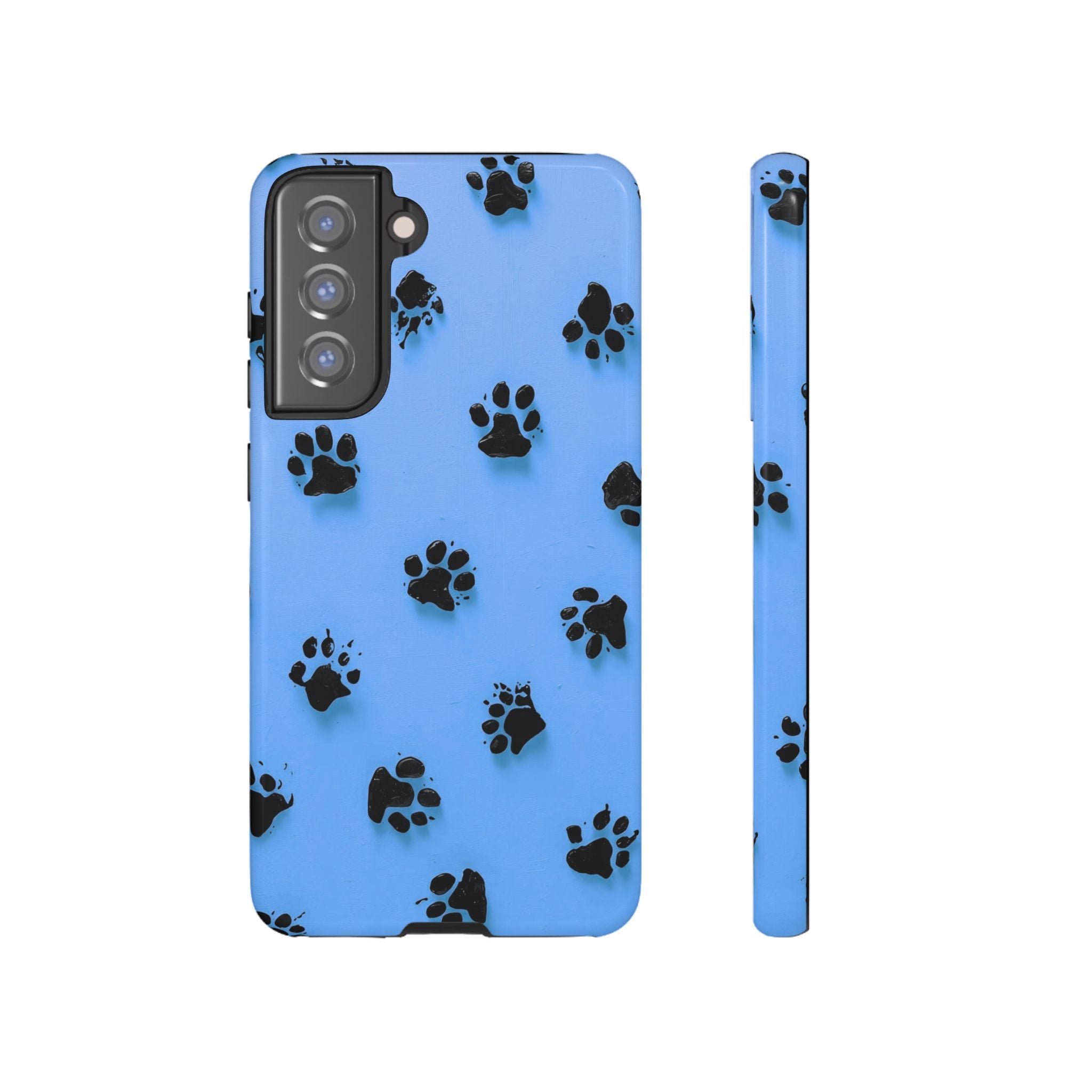 Blue Paw Print Tough Samsung Galaxy Case — Protective Dog & Cat Lover Cover