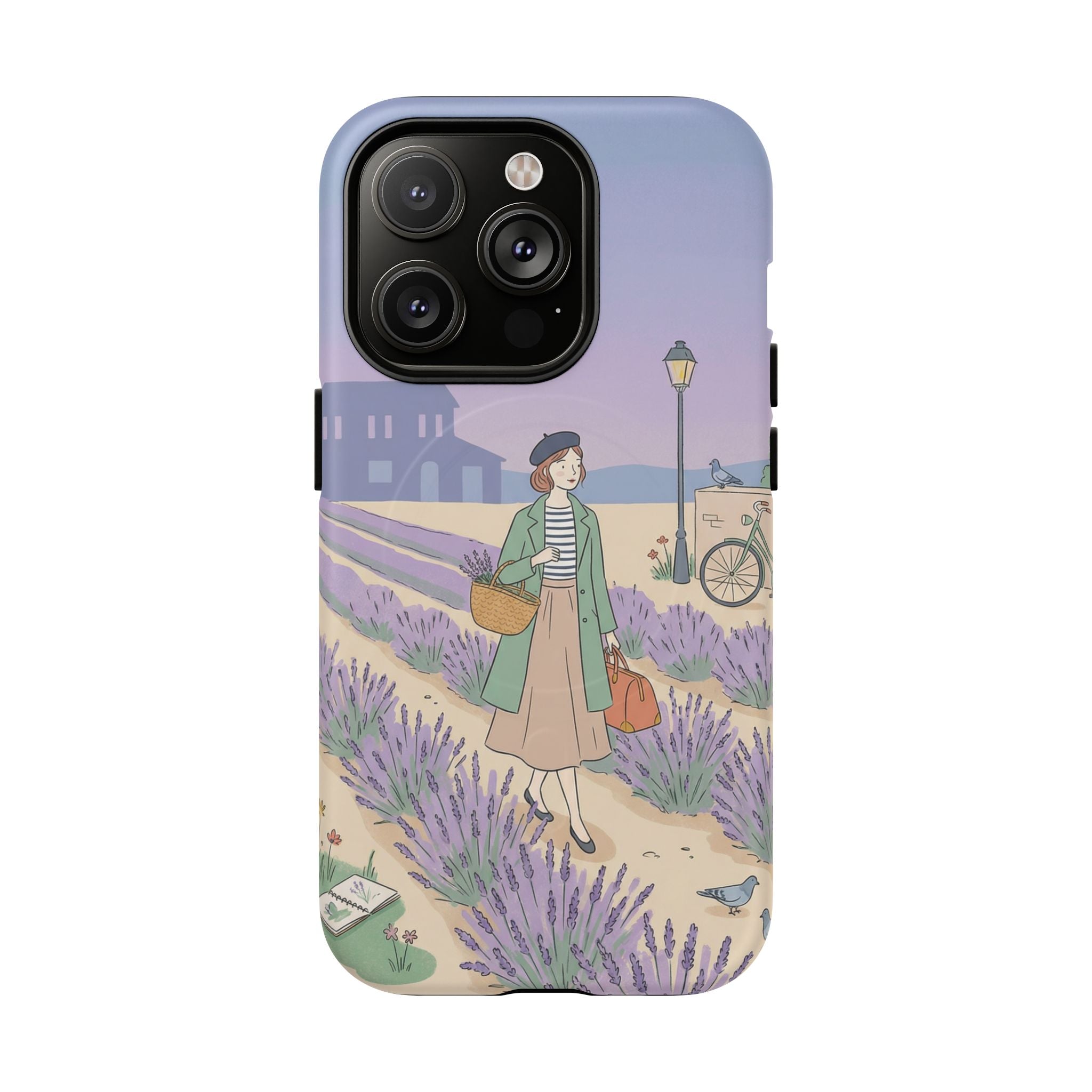 Lavender Field MagSafe iPhone Case | Vintage Travel Illustration Protective Case