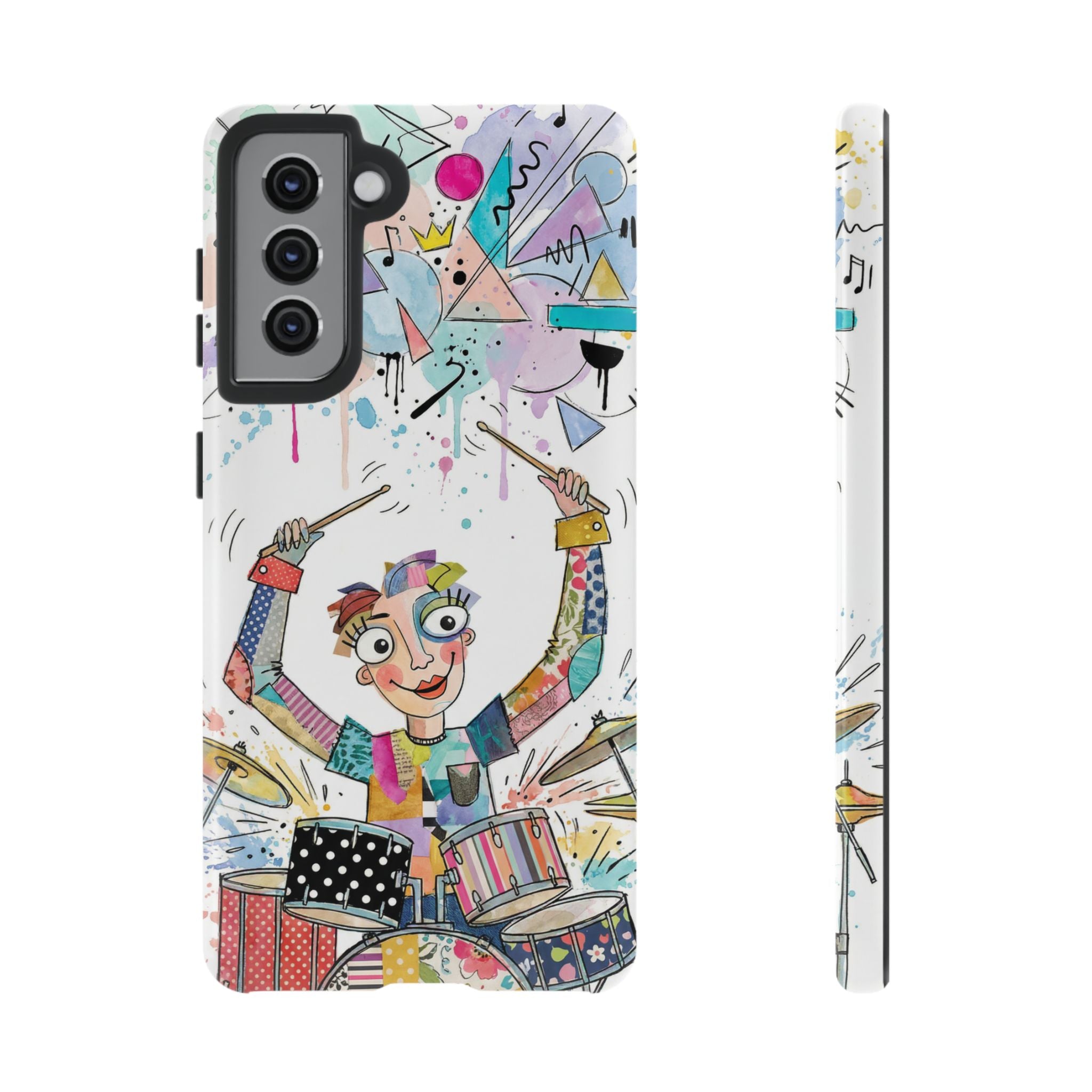 Drummer Boy Samsung Galaxy Phone Case | Colorful Cartoon Drum Kit Protective Cover