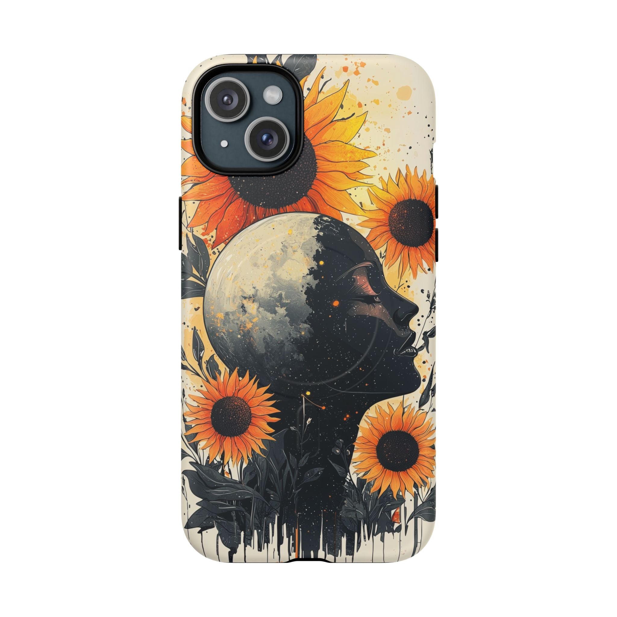 Custodia MagSafe per iPhone Sunflower Moon Art | Floreale Celeste