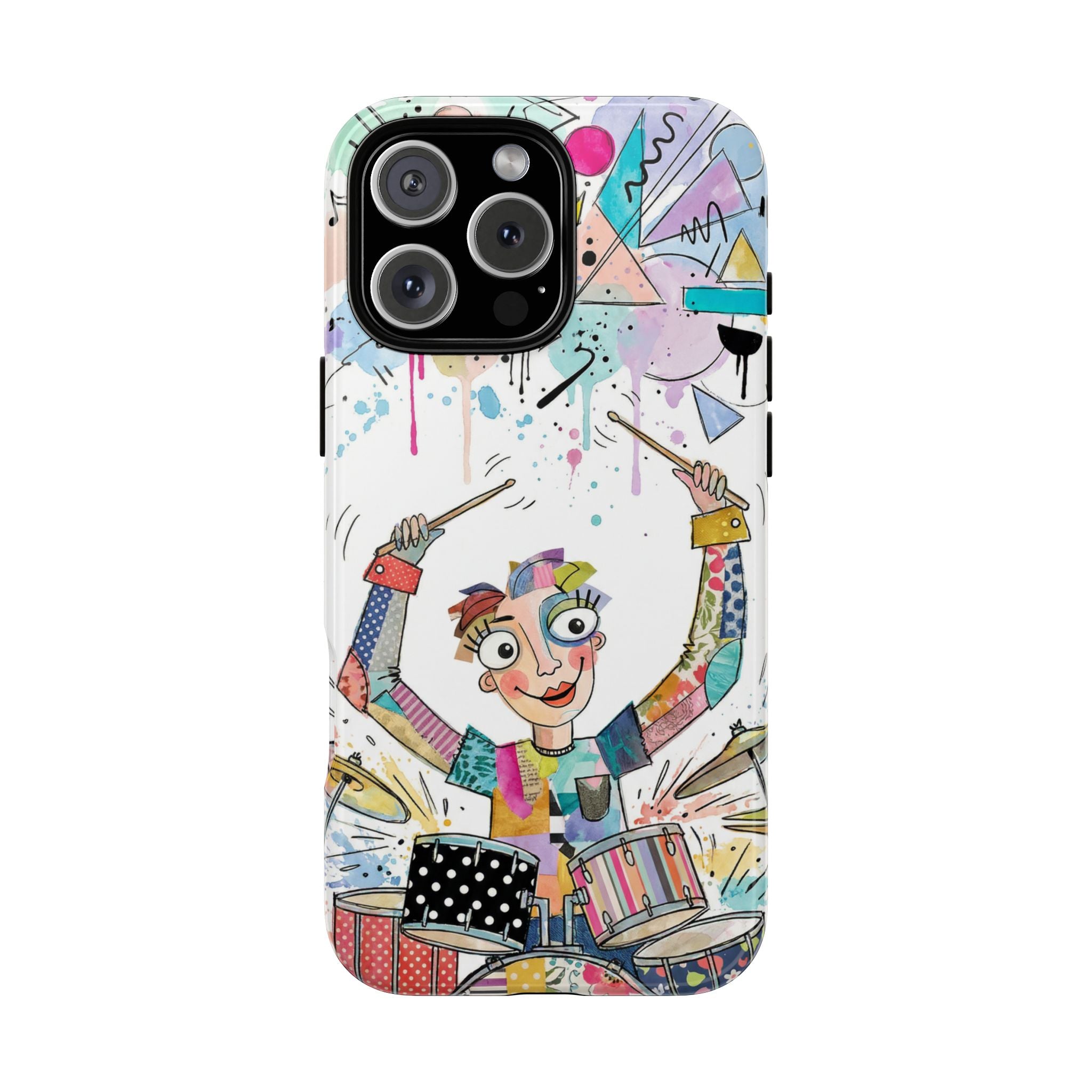 Drummer Boy iPhone Case | Colorful Cartoon Drum Kit Protective Cover