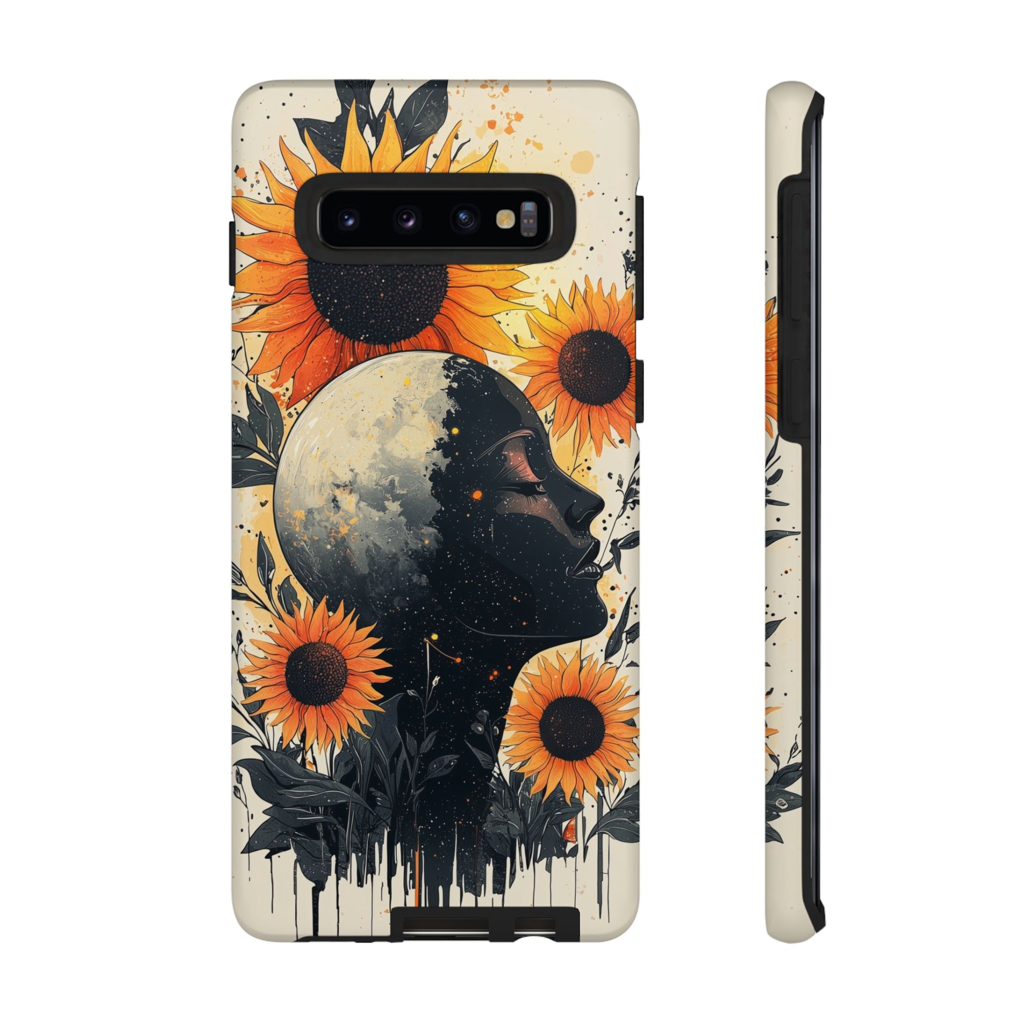 Sunflower Moon Art Samsung Galaxy Case | Floral Celestial