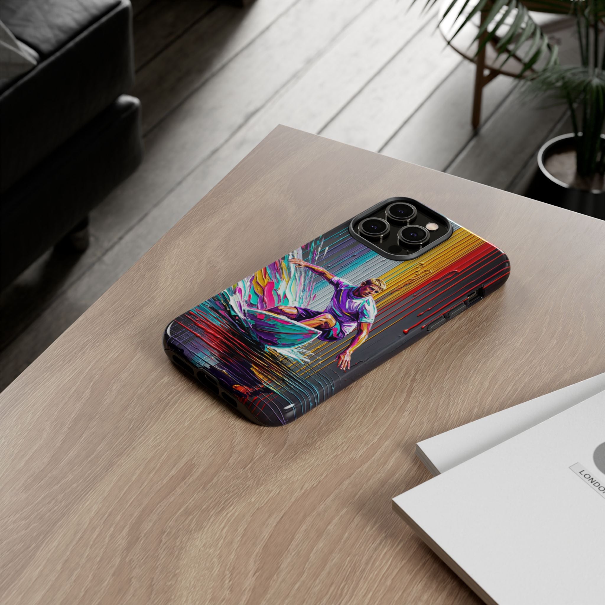 Surfing Art iPhone Case | Colourful Wave Surfer Protective Cover
