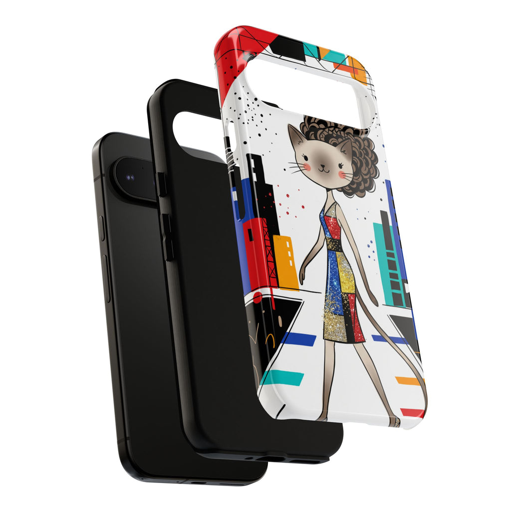 Cover per Google Pixel Catwalk City | Gatto carino alla moda