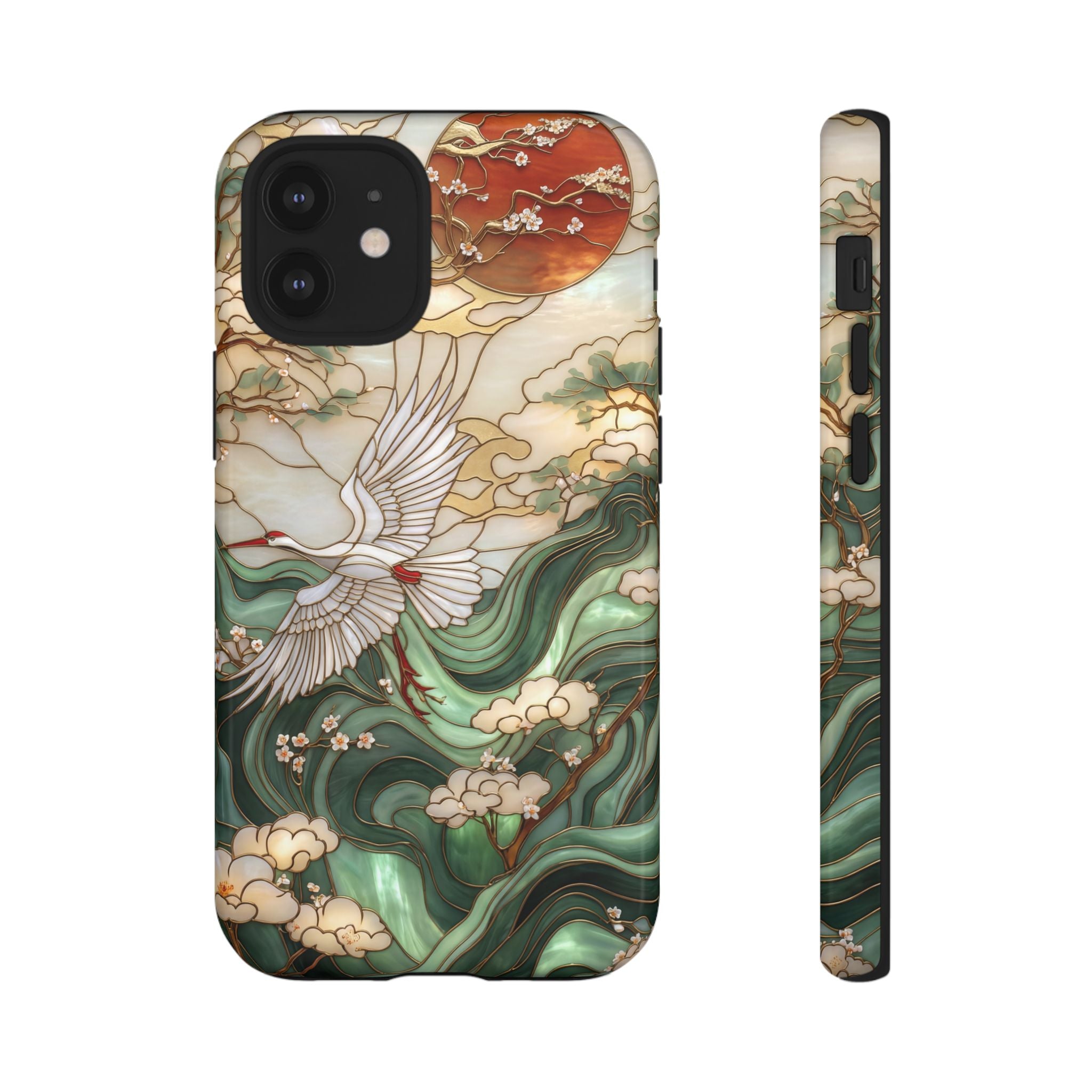 Cranes & Waves Protective iPhone Case | Japanese-Inspired Art Phone Cover