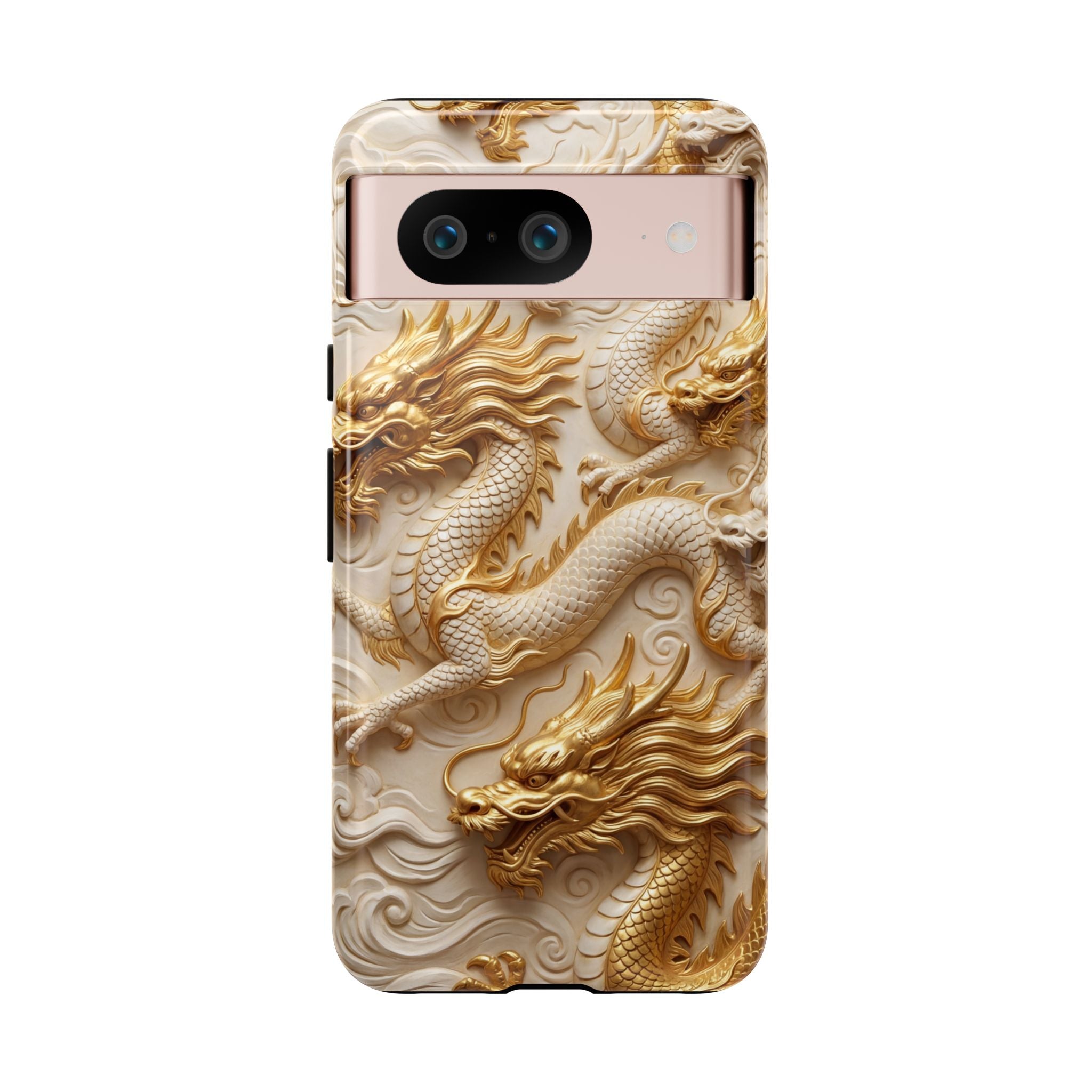 Dragon Relief Google Pixel Case — Gold Carved Dragon Protective Cover