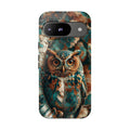 Owl Forest Tough Google Pixel Case | Teal & Brown Rustic Wildlife Protective Cover