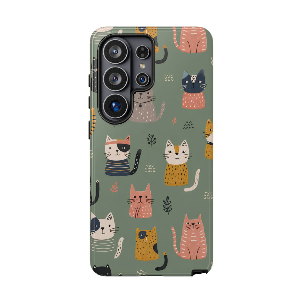 Cute Cat Samsung Galaxy Phone Case | Whimsical Cat Pattern Cover