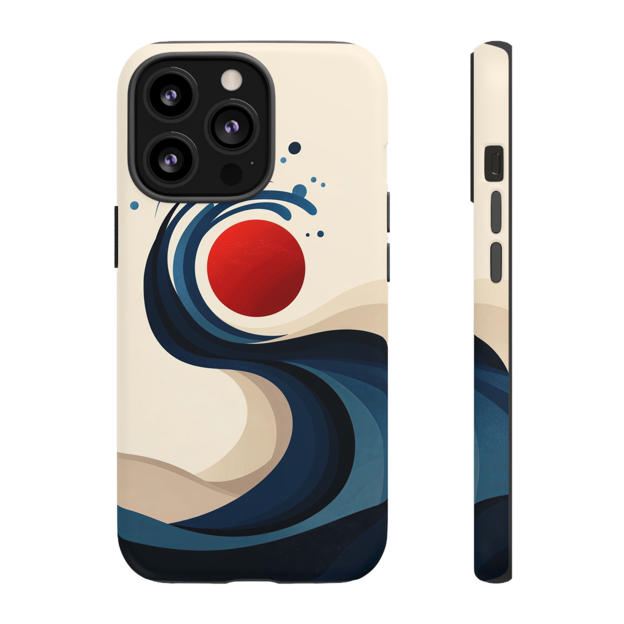 Abstract Wave iPhone Case | Red Sun Ocean Art