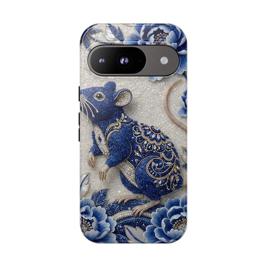 Asian Zodiac Rat Google Pixel Phone Case | Blue & White Porcelain Art Slim Protective iPhone Case | Year of the Rat Gift