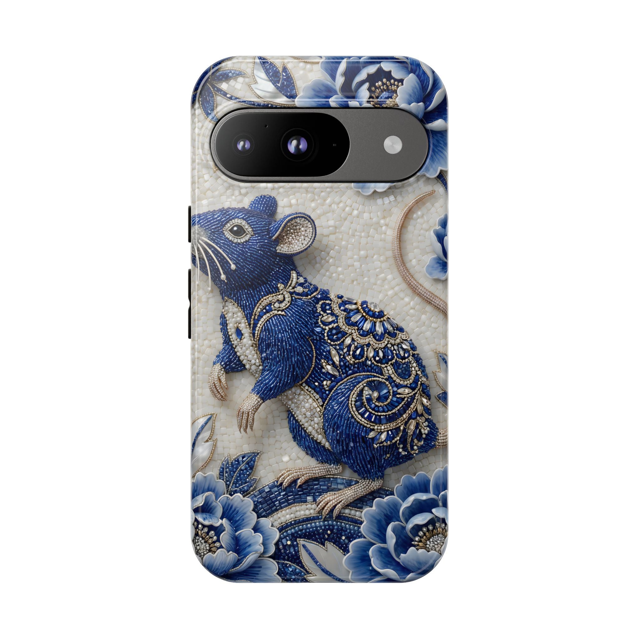 Asian Zodiac Rat Google Pixel Phone Case | Blue & White Porcelain Art Slim Protective iPhone Case | Year of the Rat Gift