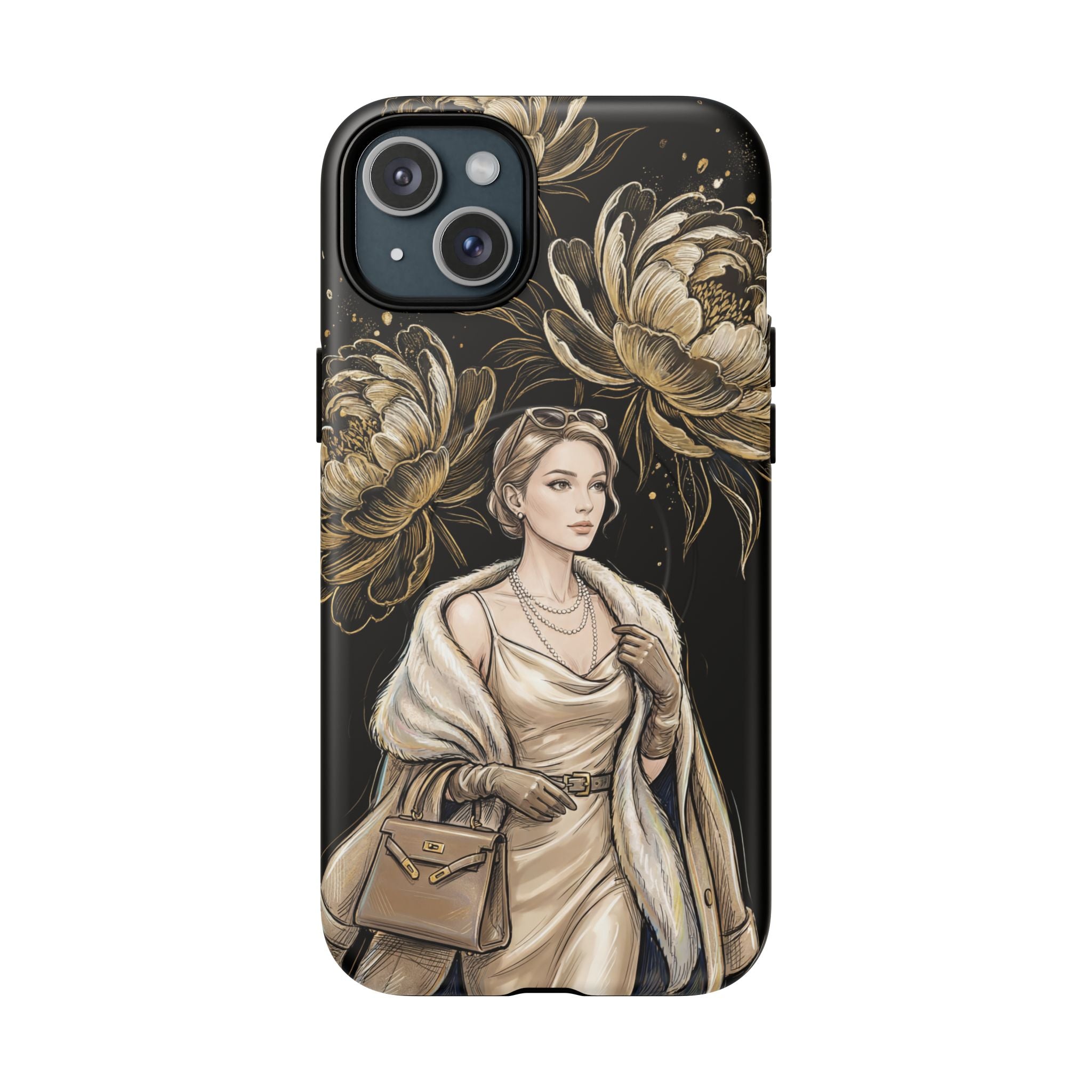 Elegant Vintage Lady Floral MagSafe iPhone Case | Chic Protective Cover for Women