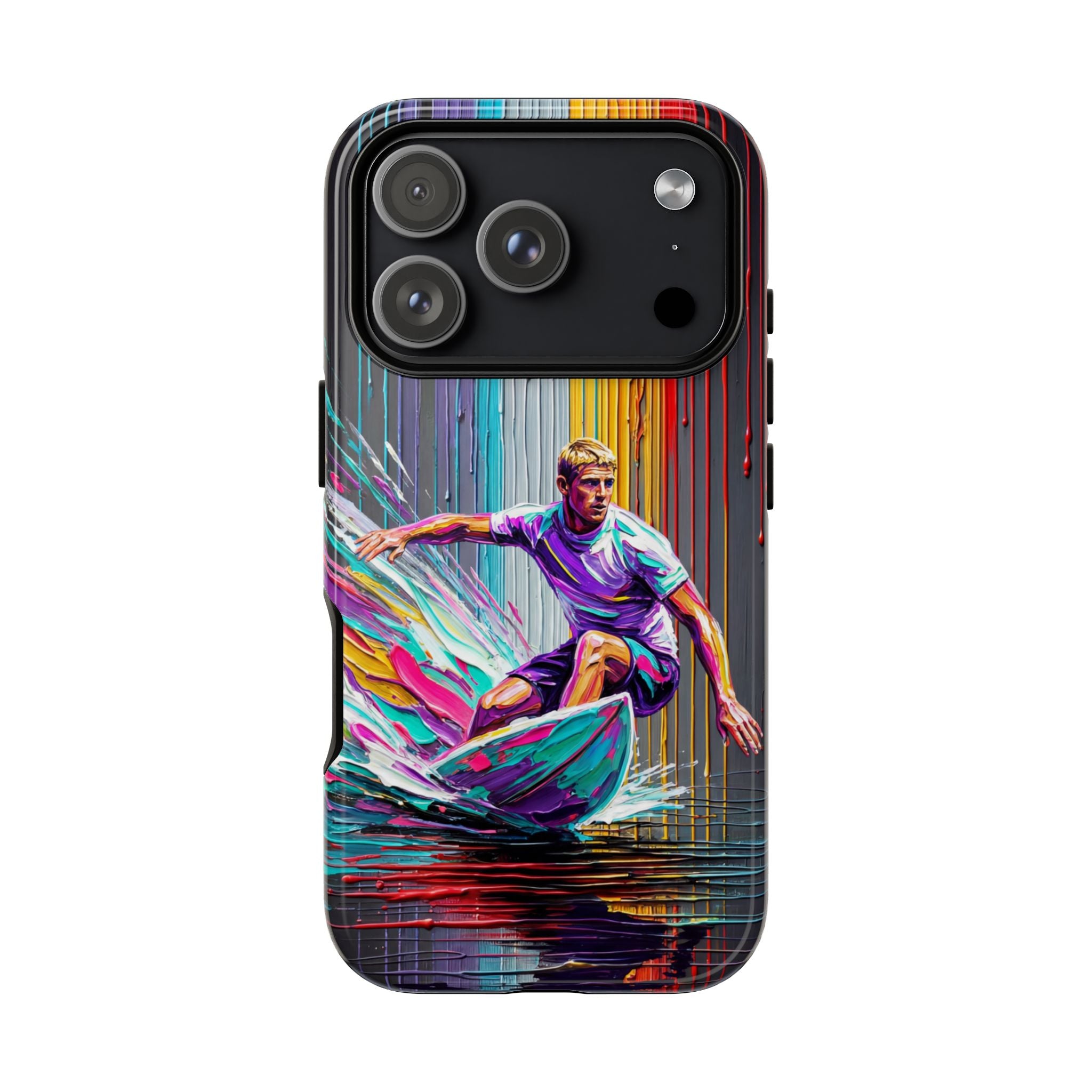 Surfing Art iPhone Case | Colourful Wave Surfer Protective Cover
