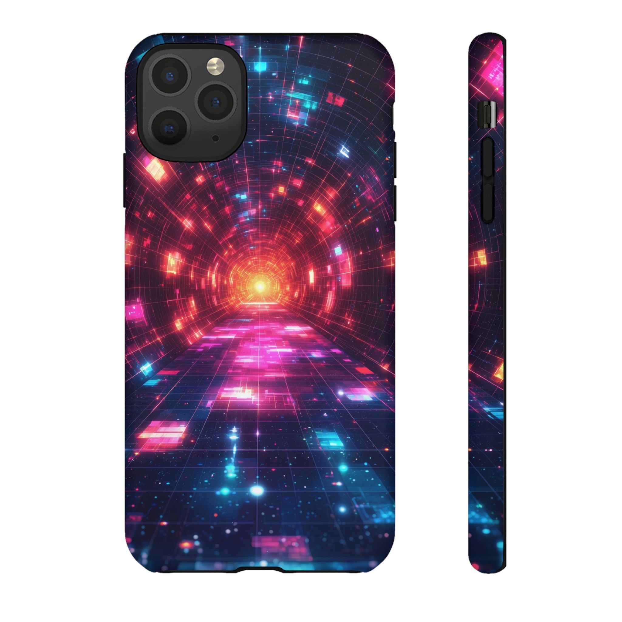 Neon Tunnel Tough iPhone Case — Retro Futuristic Galaxy Design