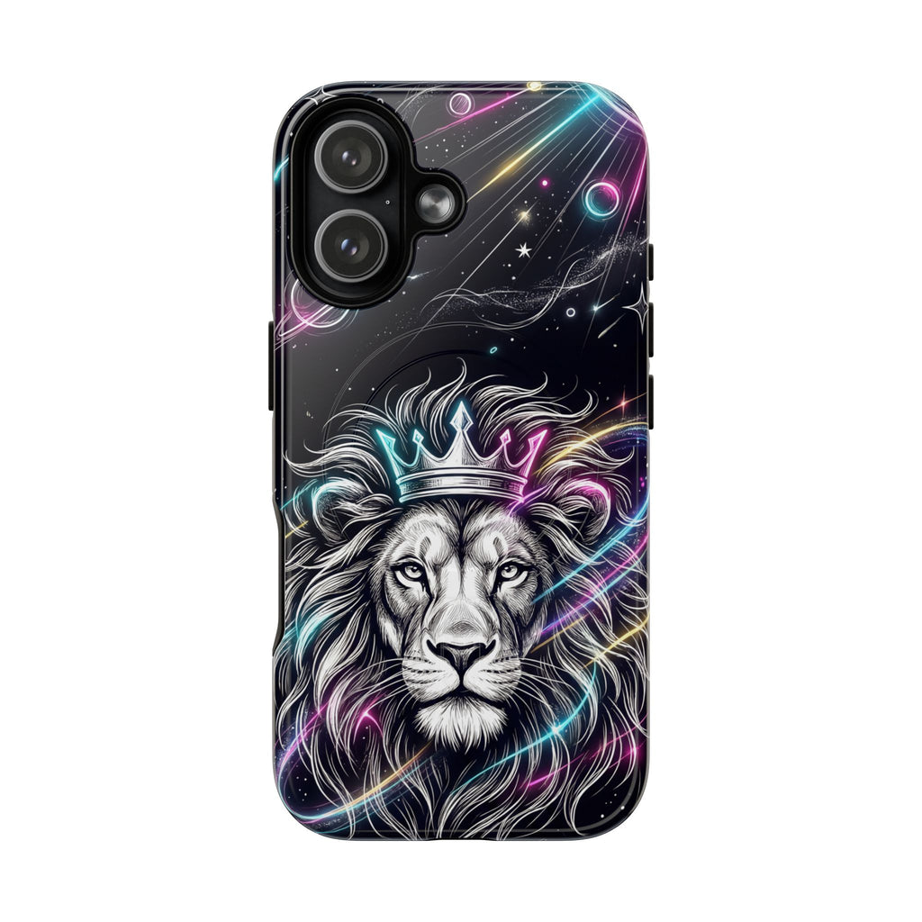 Galaxy Lion MagSafe iPhone Case | Neon Crowned Lion Protective Case
