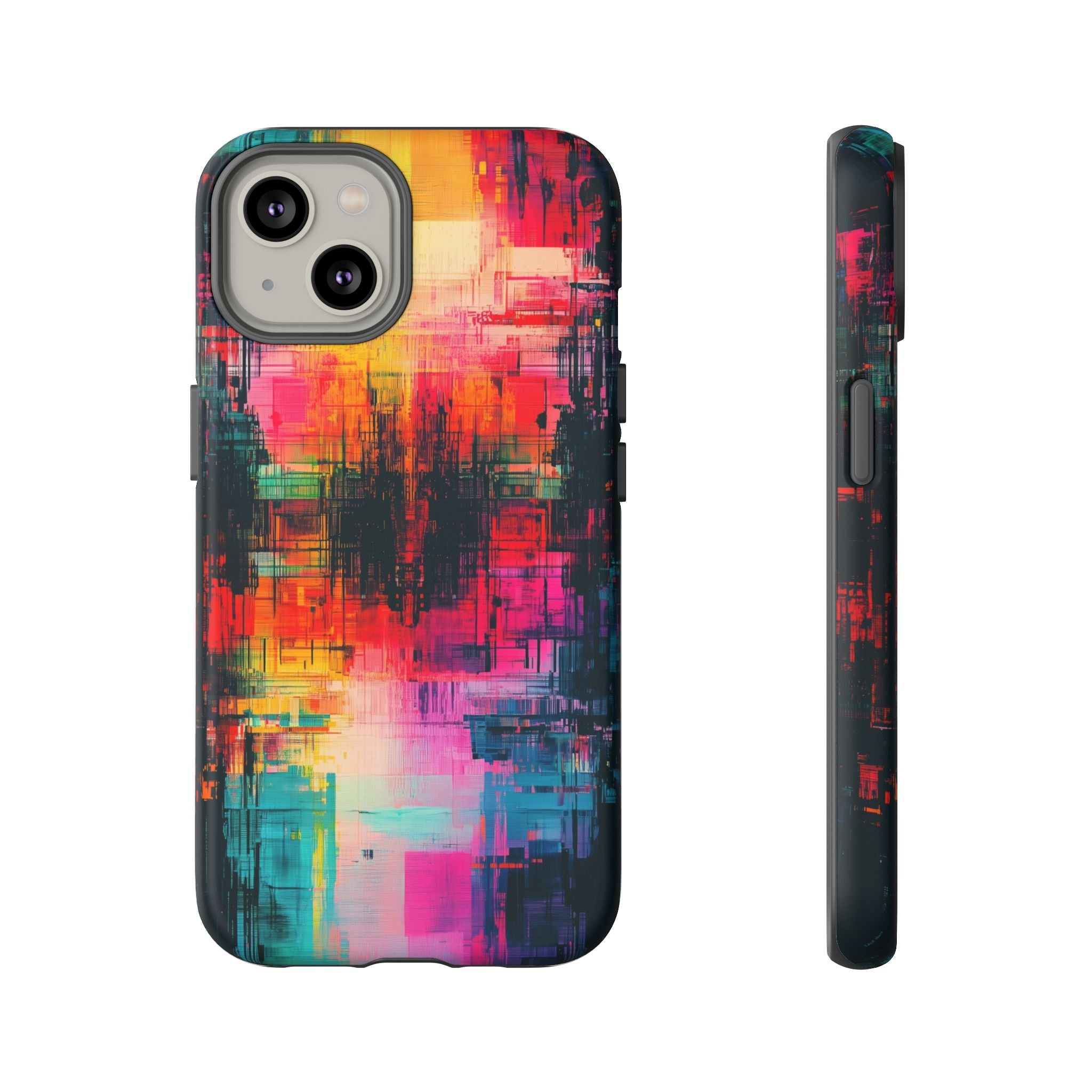 Abstract Neon Glitch Art Tough iPhone Case