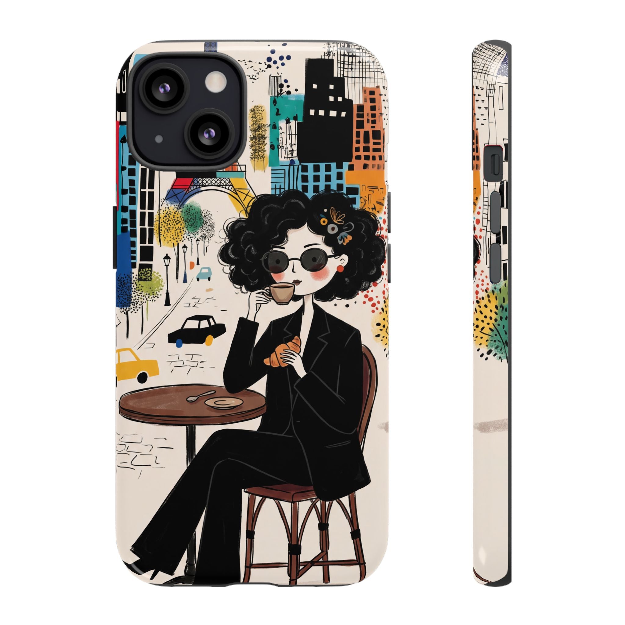 Paris Cafe Chic iPhone Case | Stylish Woman Illustration iPhone Cover