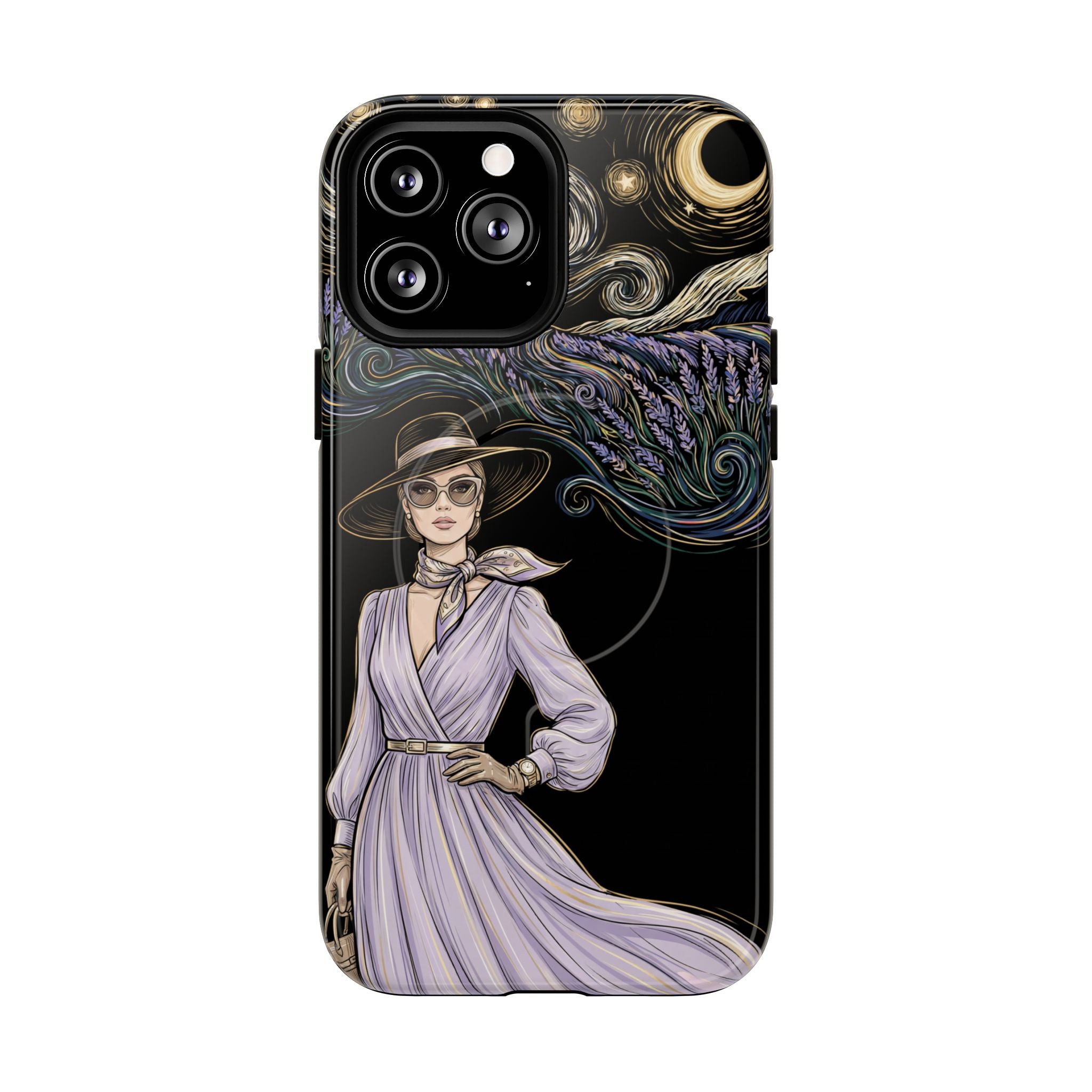 Starry Night Lavender Woman MagSafe iPhone Case | Artistic Protective Tough Case