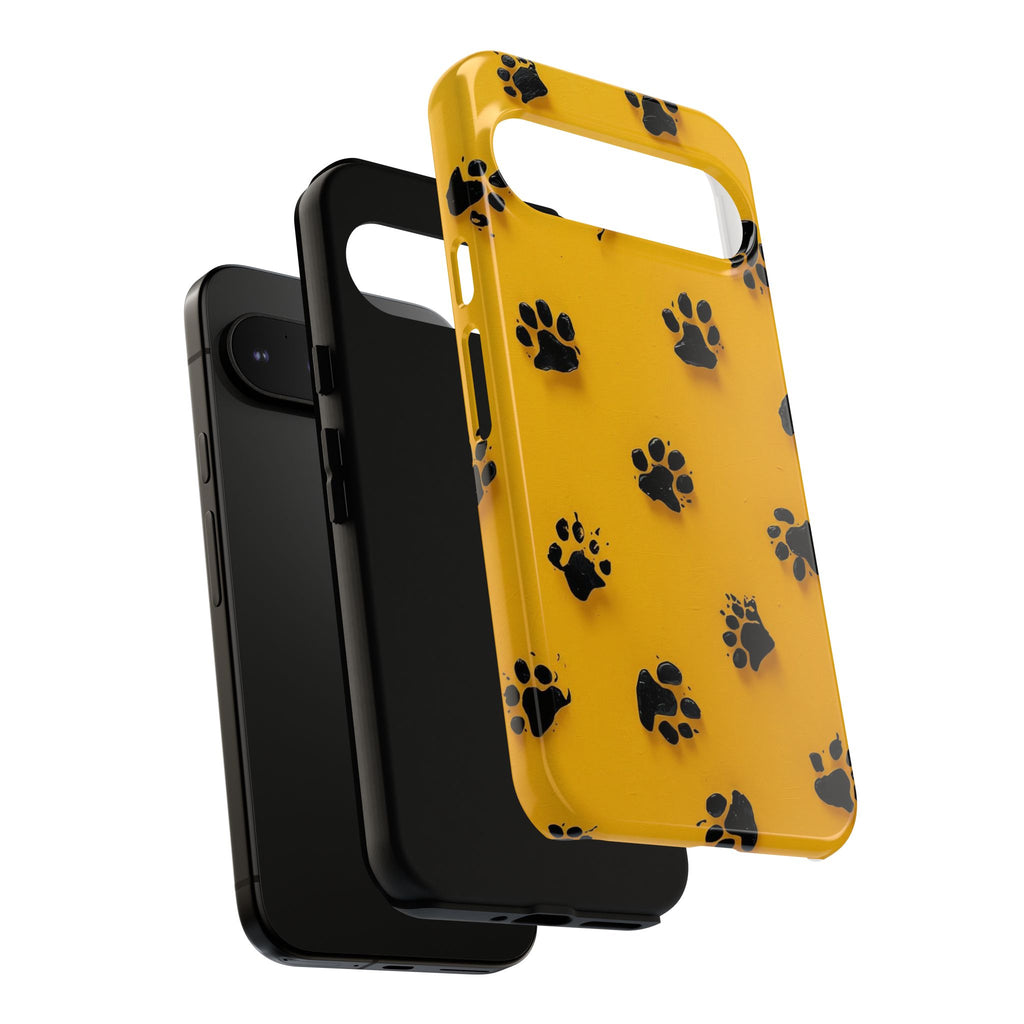 Yellow Paw Print Tough Google Pixel Case — Protective Dog & Cat Lover Cover